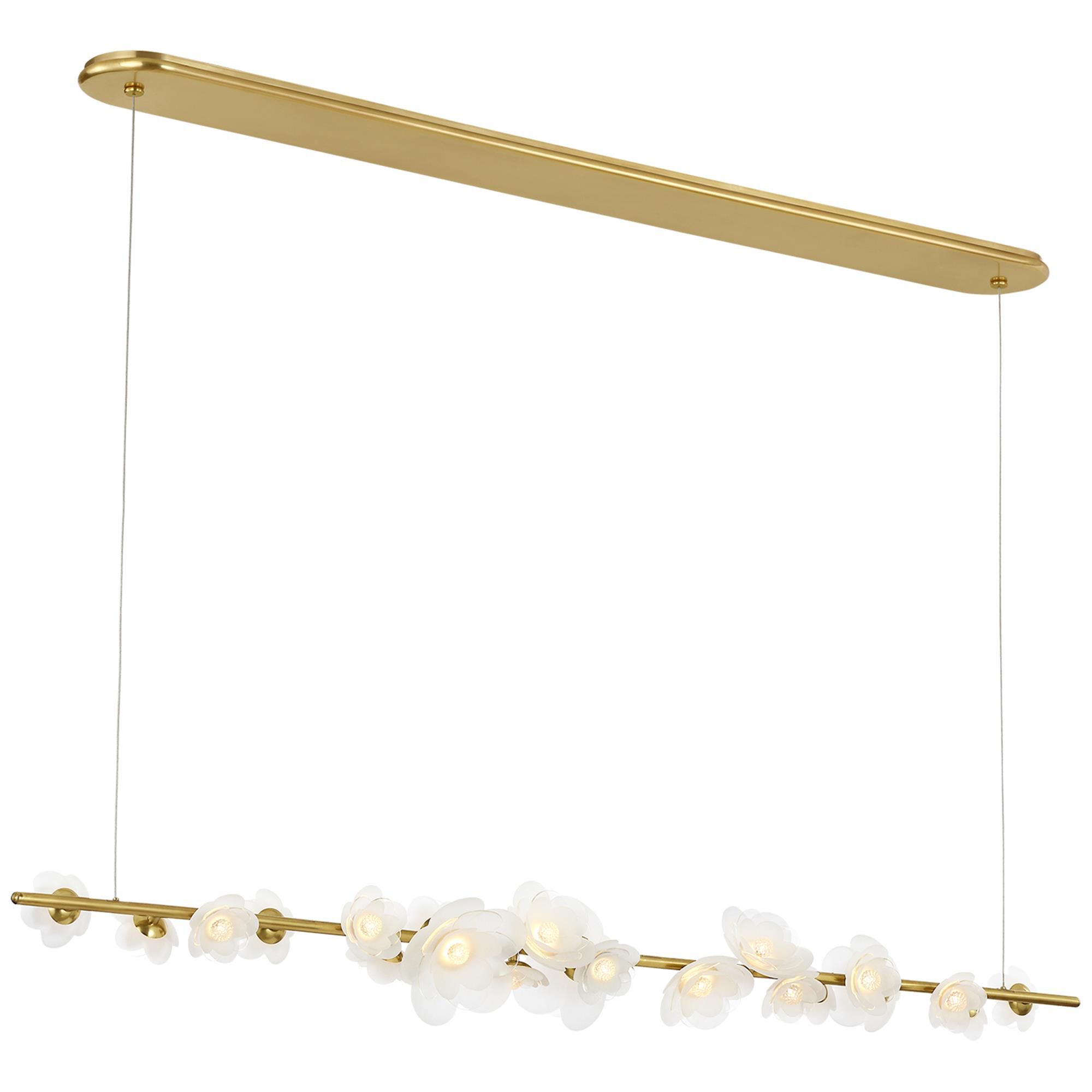 Shown in Soft Lacquered Brass finish and Etched and Clear Flower glass