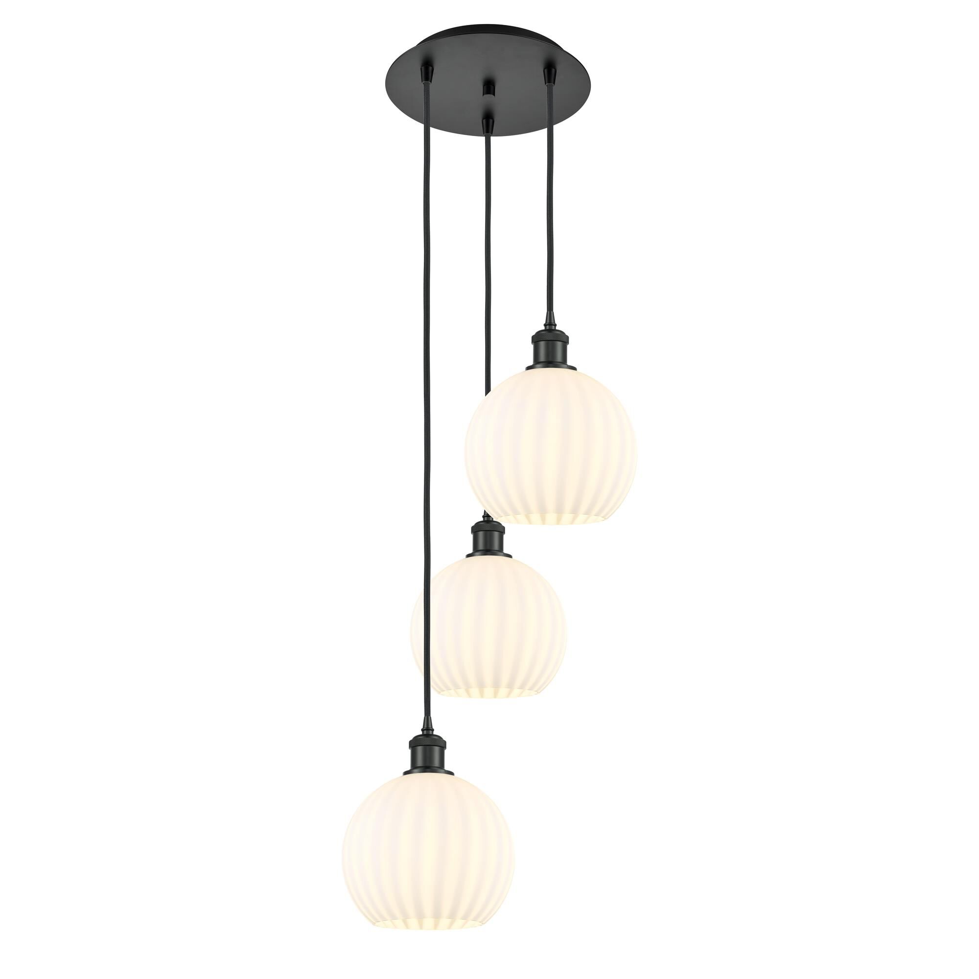 Shown in Matte Black finish and White Venetian glass