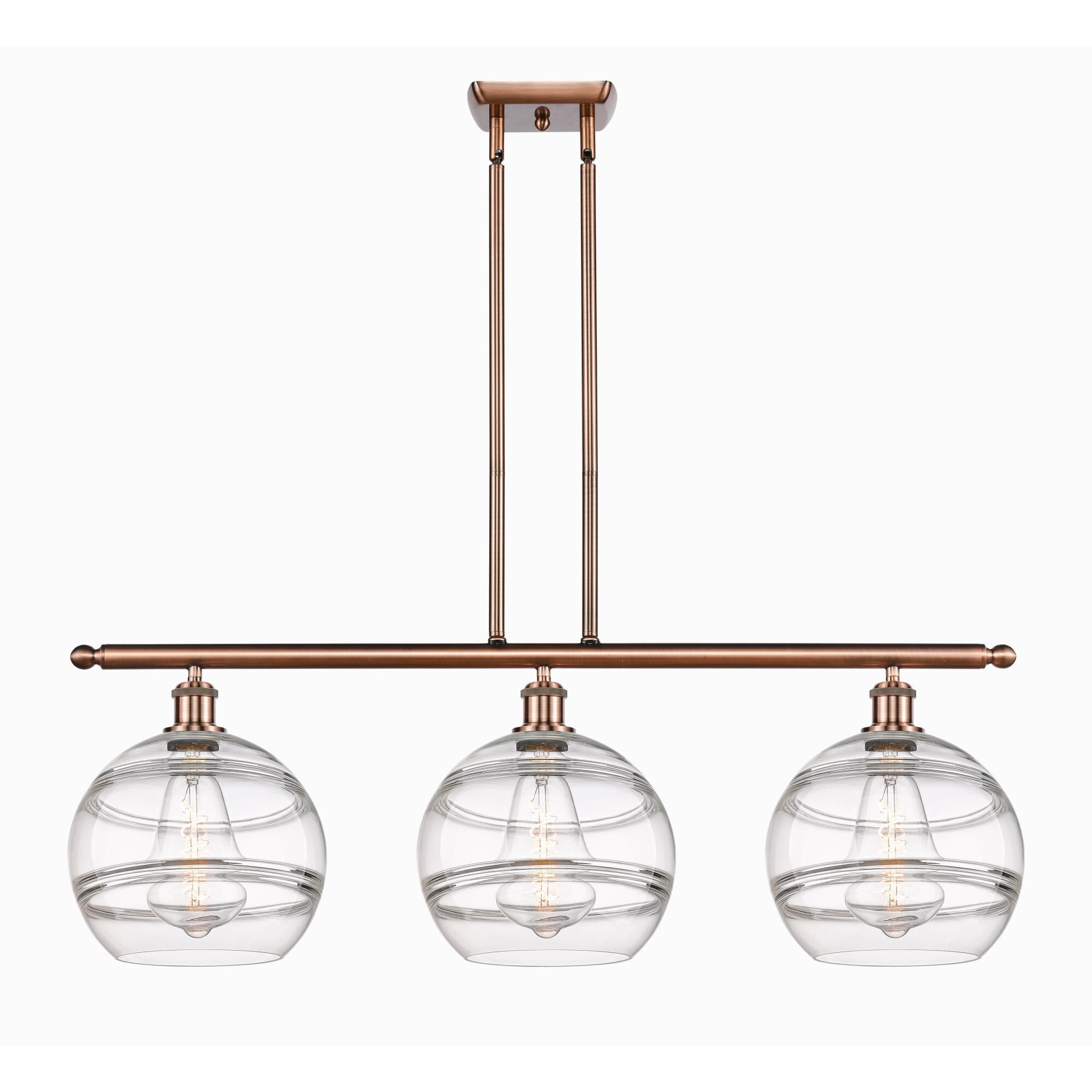 Shown in Antique Copper finish and Clear glass