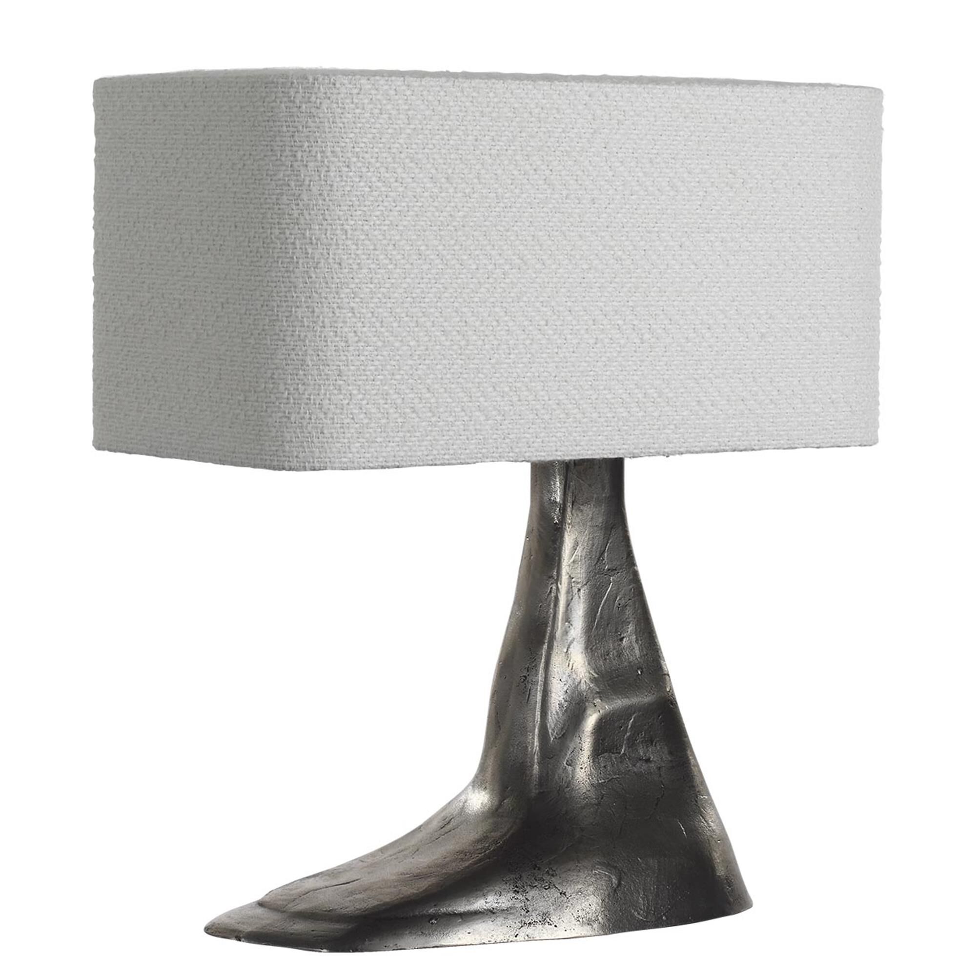 Shown in Museum Pewter finish and Boucle Rectangle shade