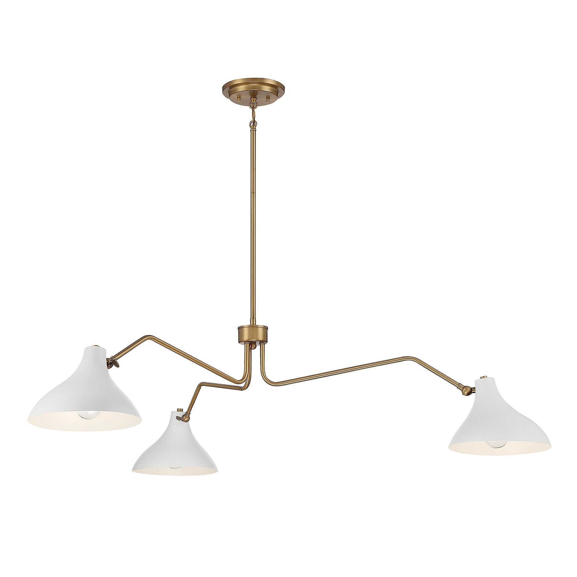 Shown in White with Natural Brass finish and White Metal shade
