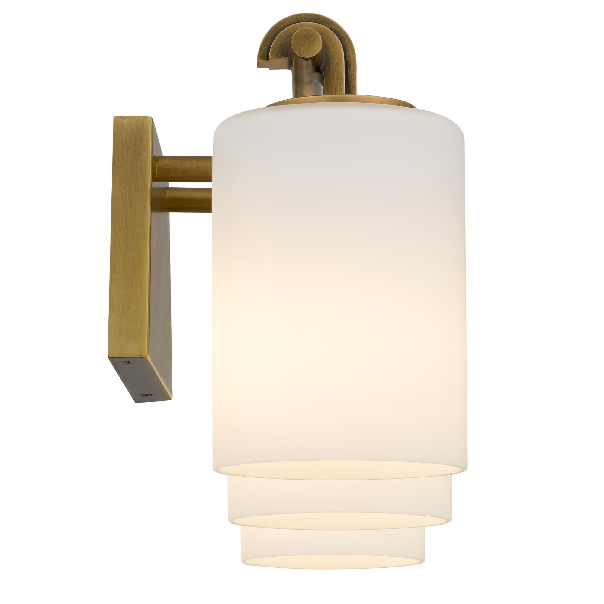 Shown in Weathered Brass finish and Opal Etched Glass shade
