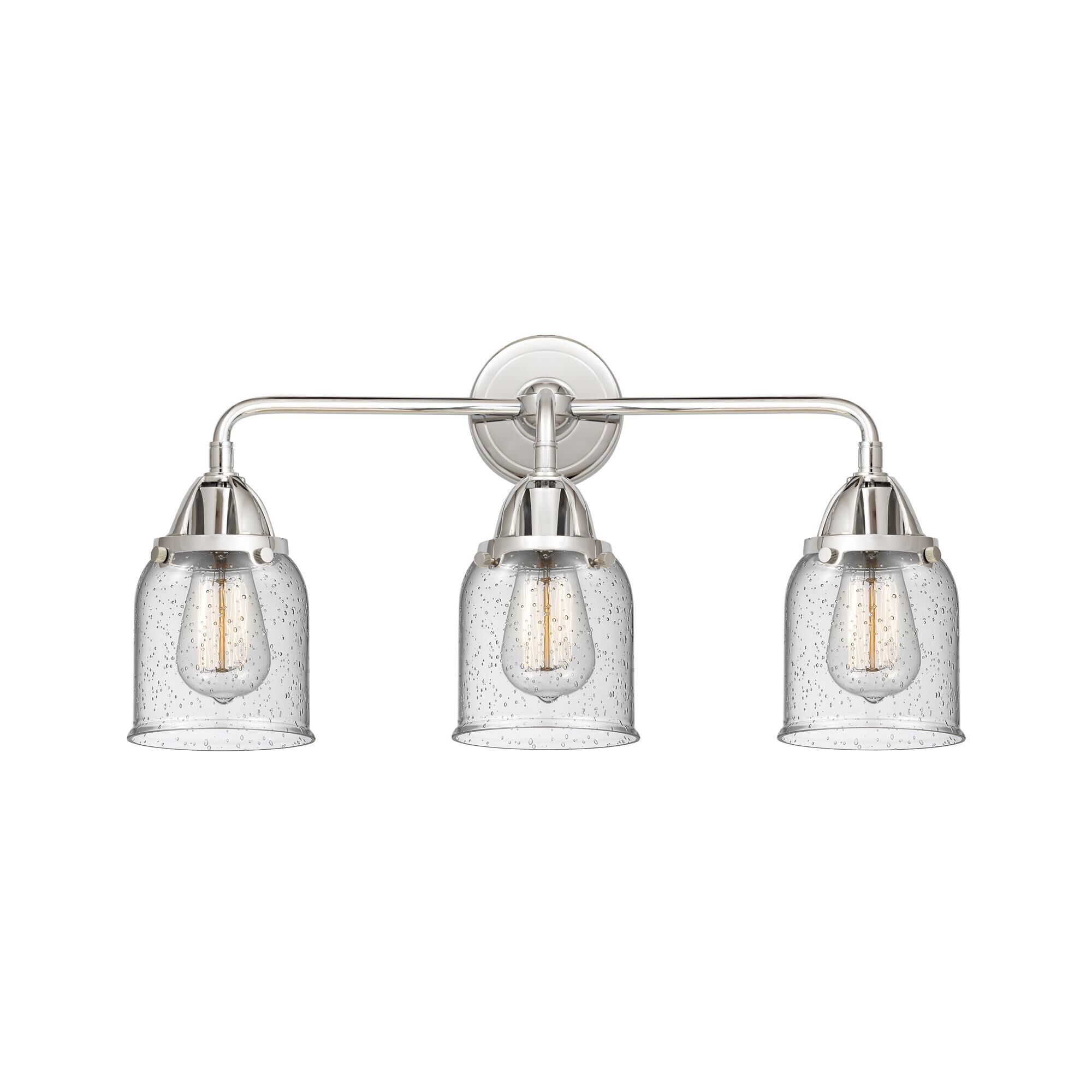 Shown in Polished Chrome finish and Seedy Small Bell glass and No Shade shade