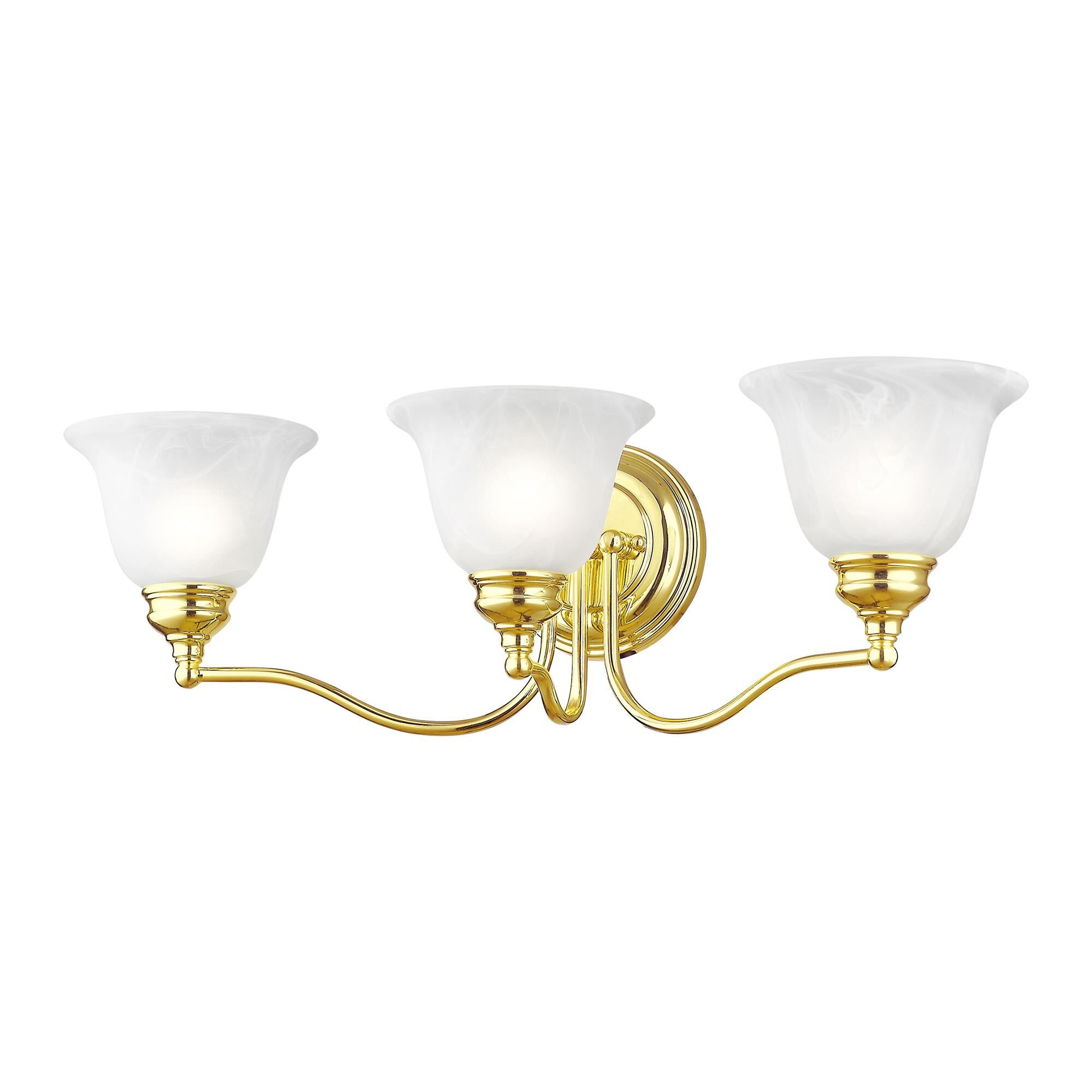 Shown in Polished Brass finish and White Alabaster glass