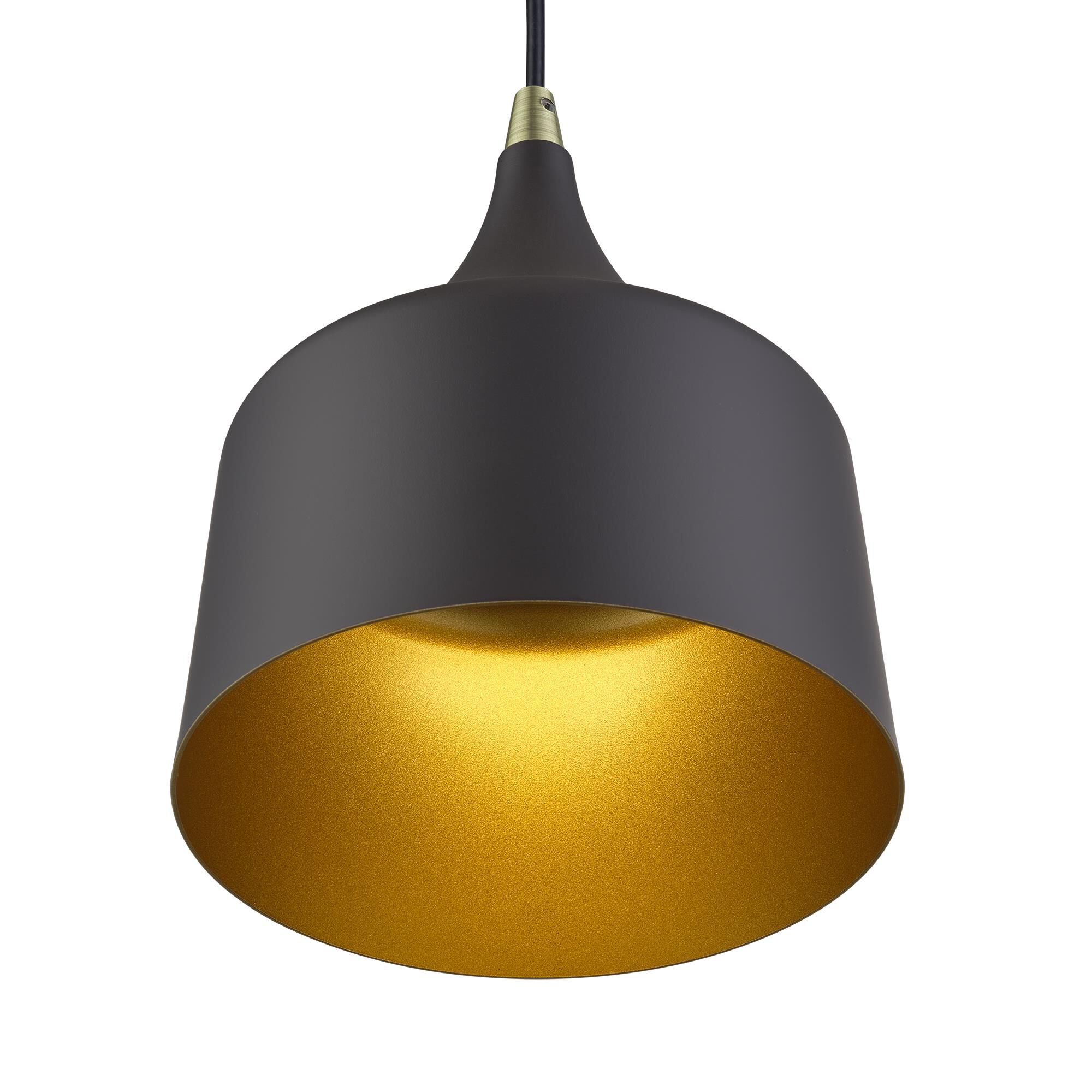 Shown in Bronze with Antique Brass Accents finish and Bronze Aluminum with Gold Inside shade