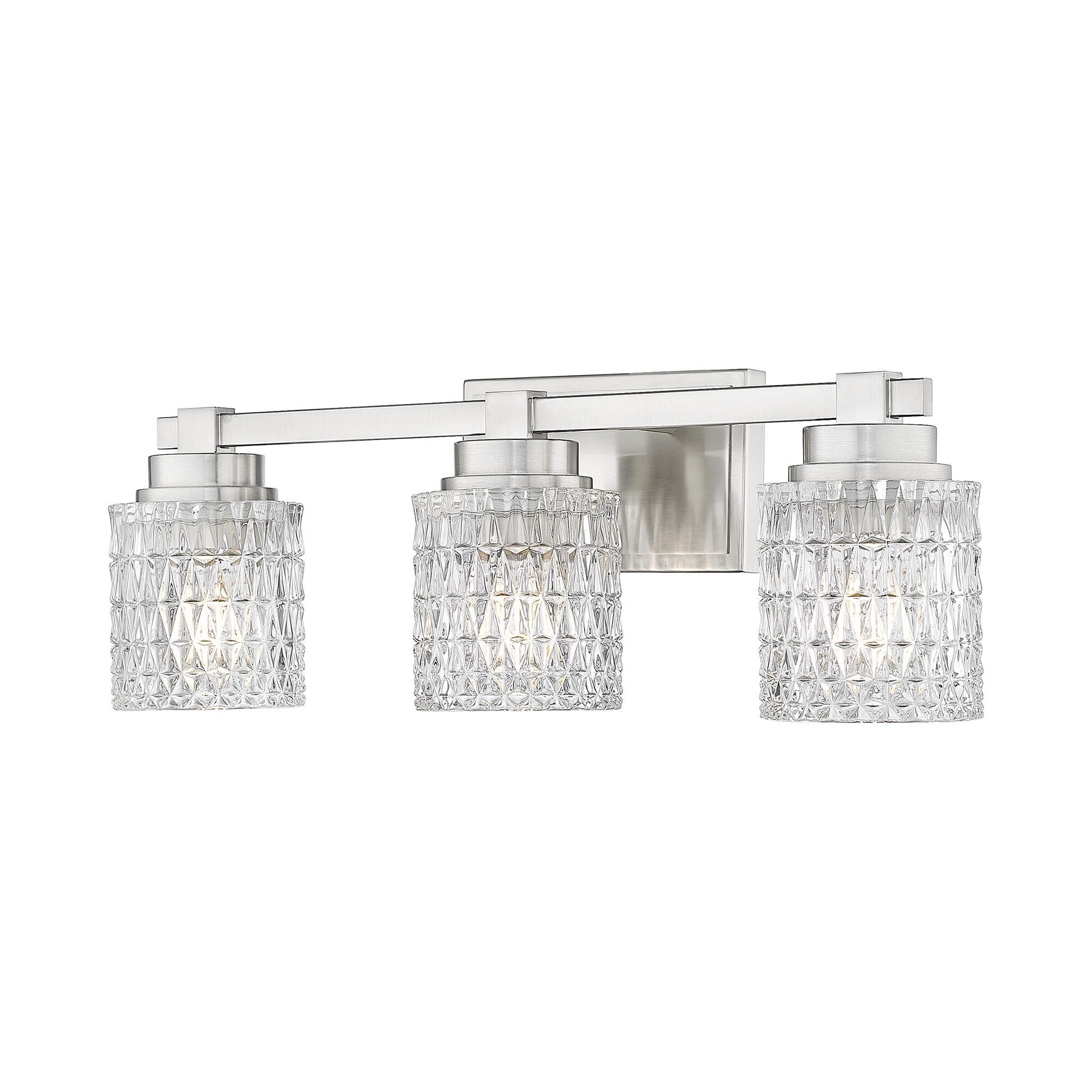 Shown in Brushed Nickel finish and Clear Diamond glass