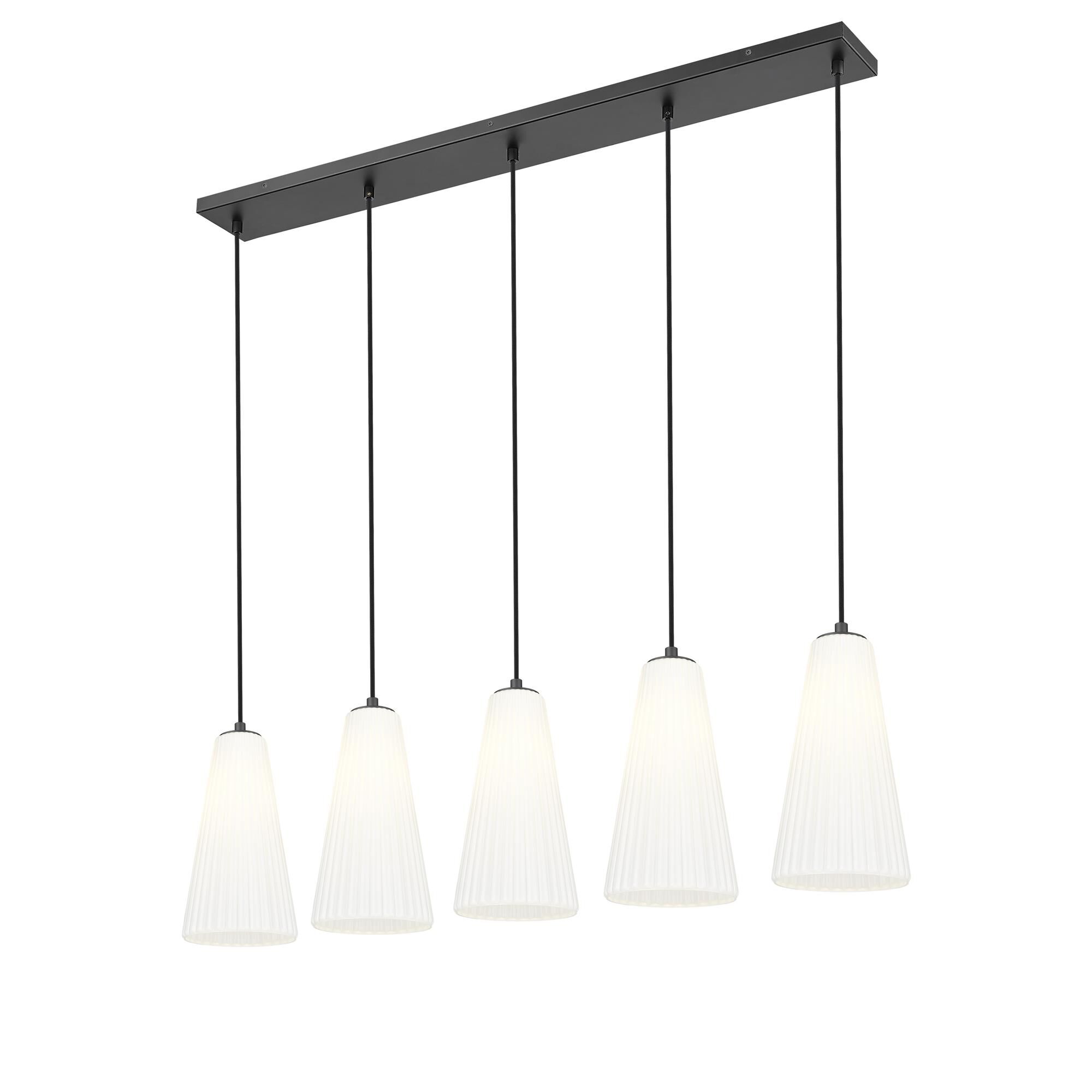 Shown in Matte Black finish and White glass and White shade