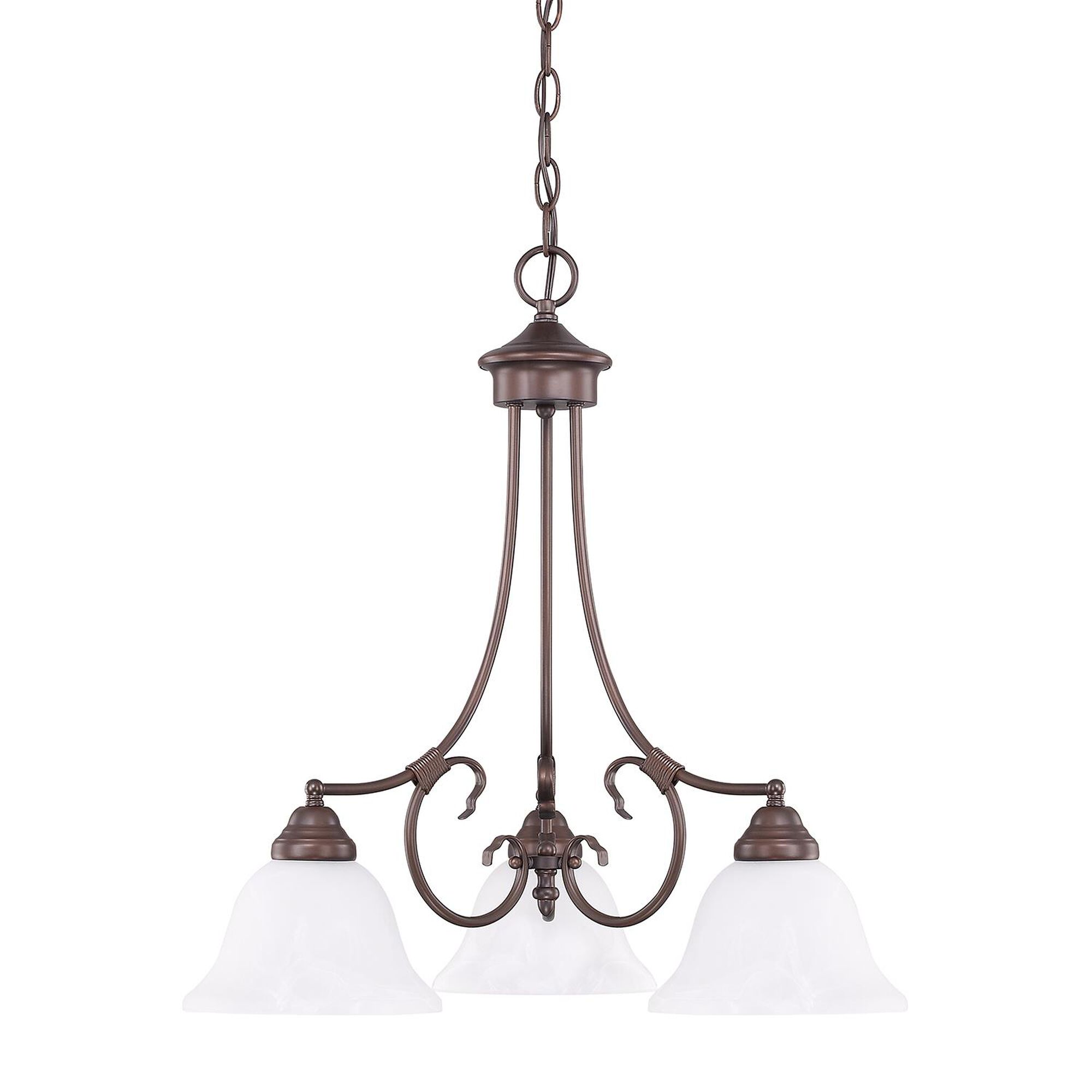 Shown in Bronze finish and White Faux Alabaster glass