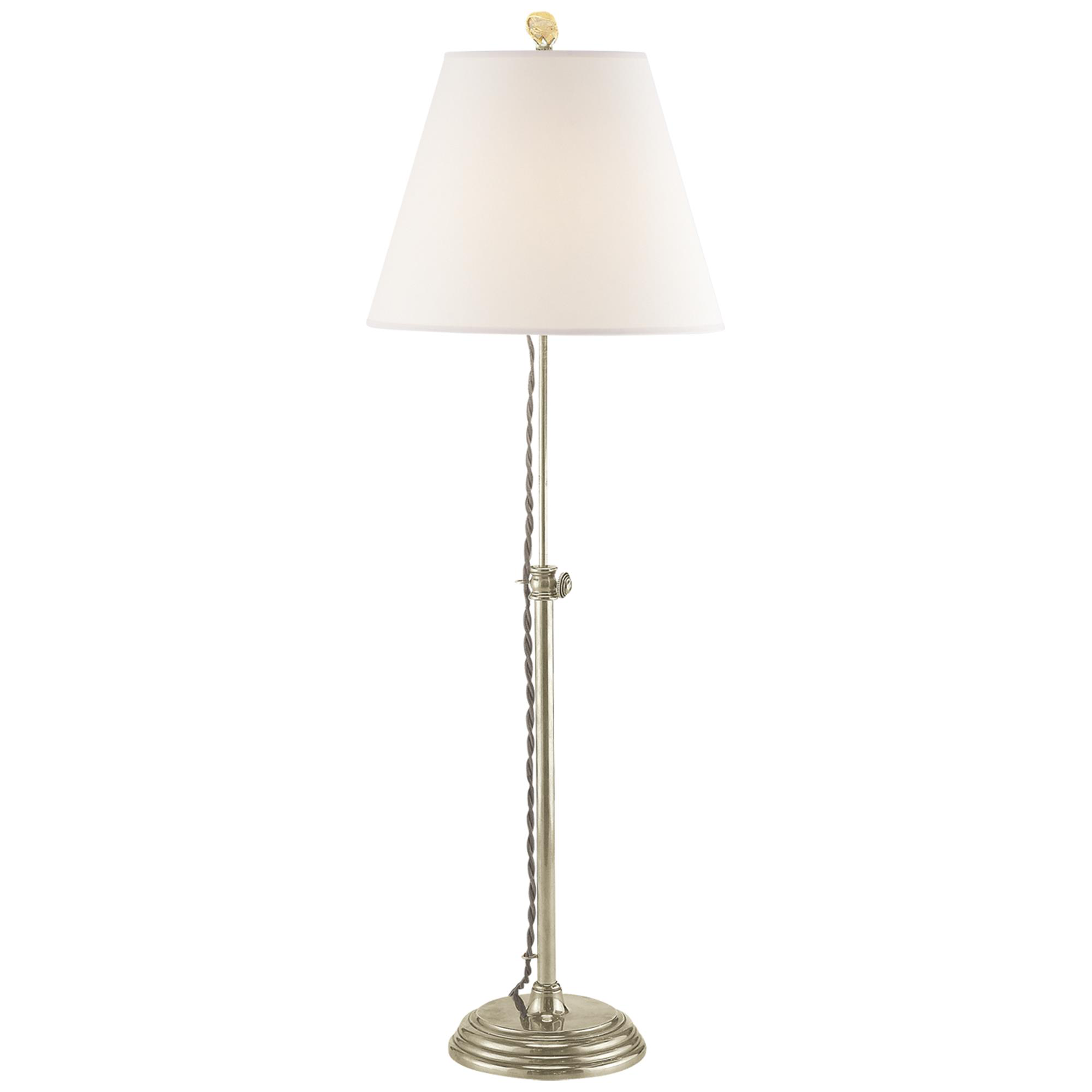 Shown in Antique Nickel finish and Linen shade