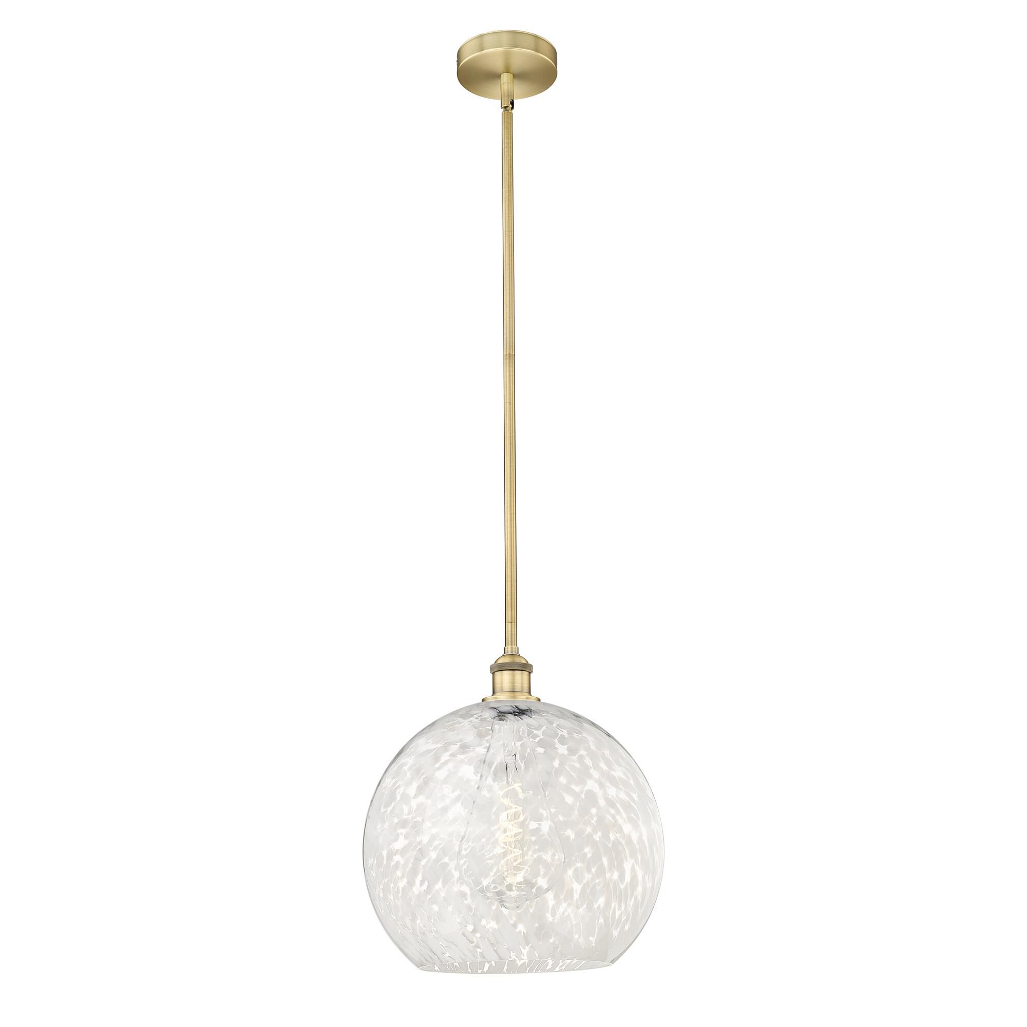 Shown in Brushed Brass finish and White Mouchette glass