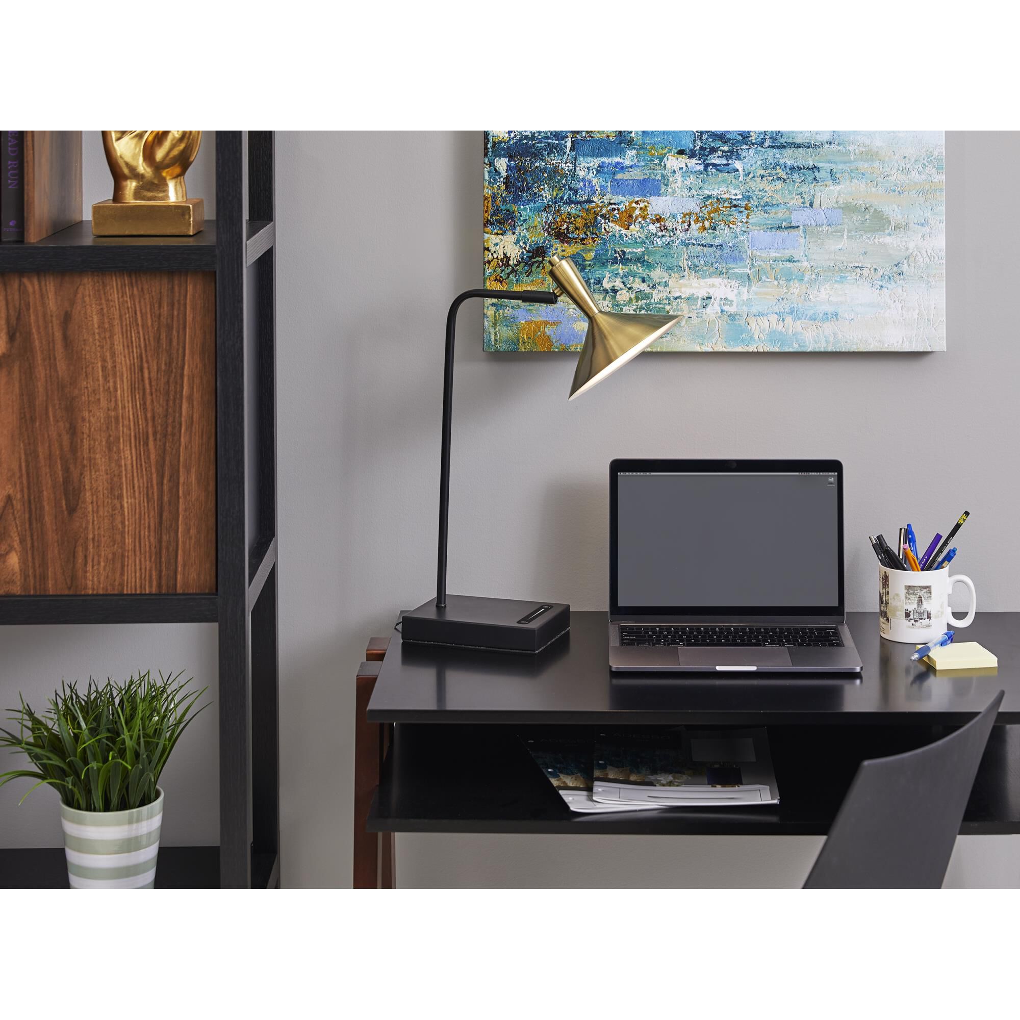 Shown in Black with Antique Brass finish