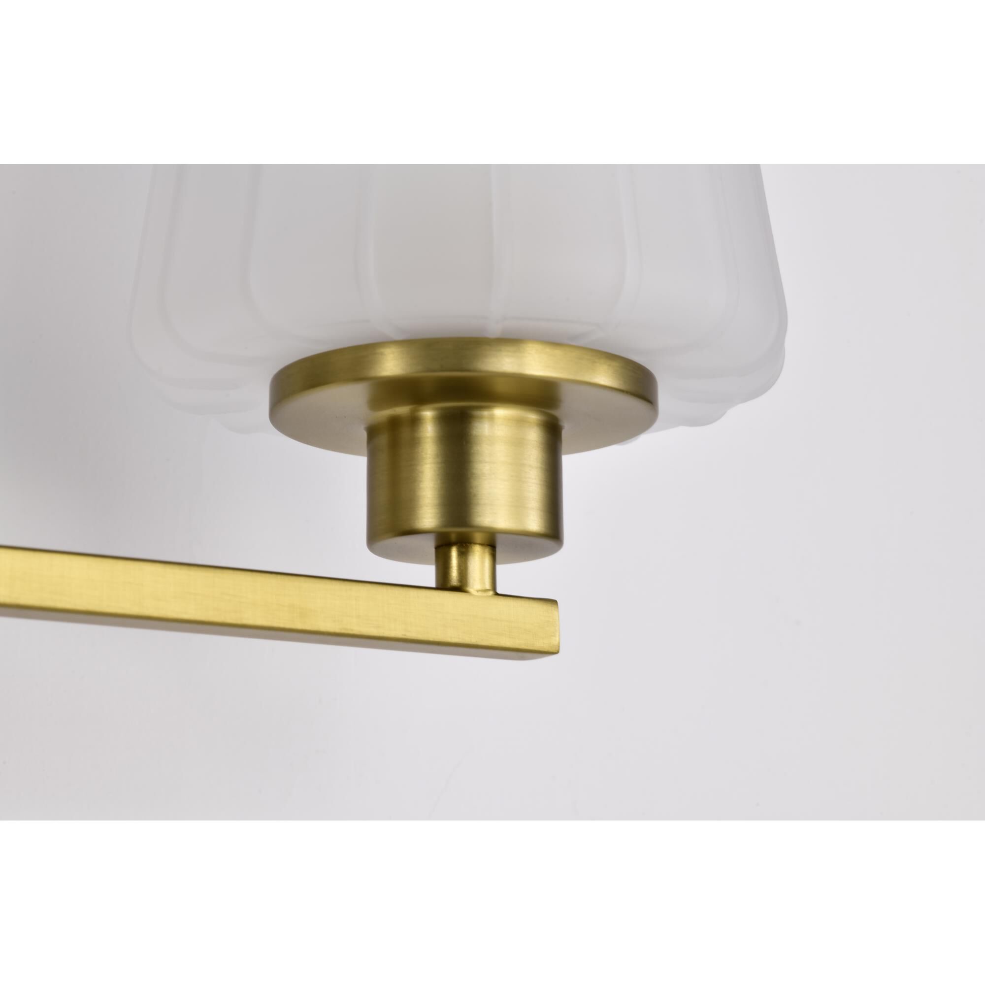 Shown in Vintage Brass finish and Etched White glass