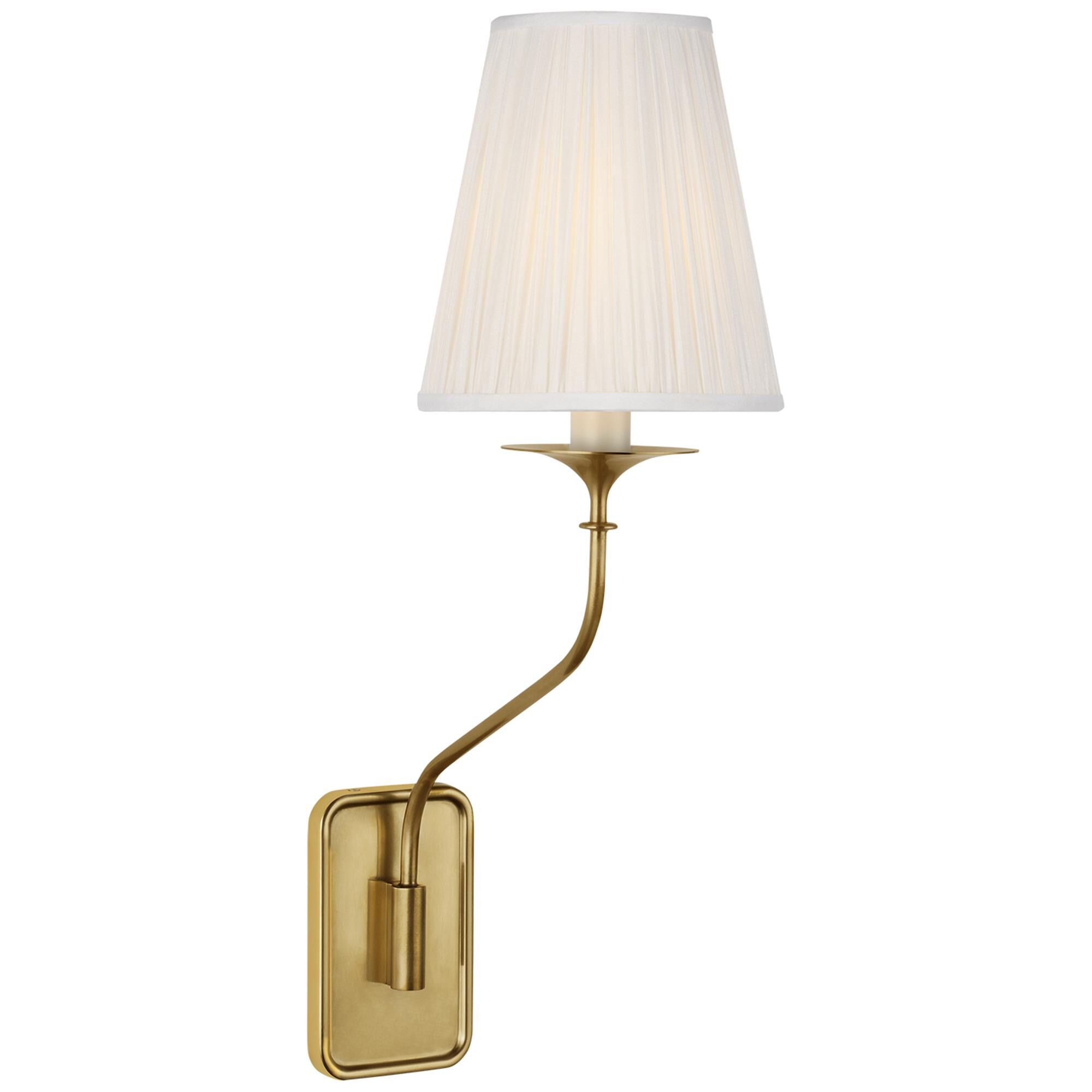 Shown in Hand-Rubbed Antique Brass finish and Silk Pleated shade