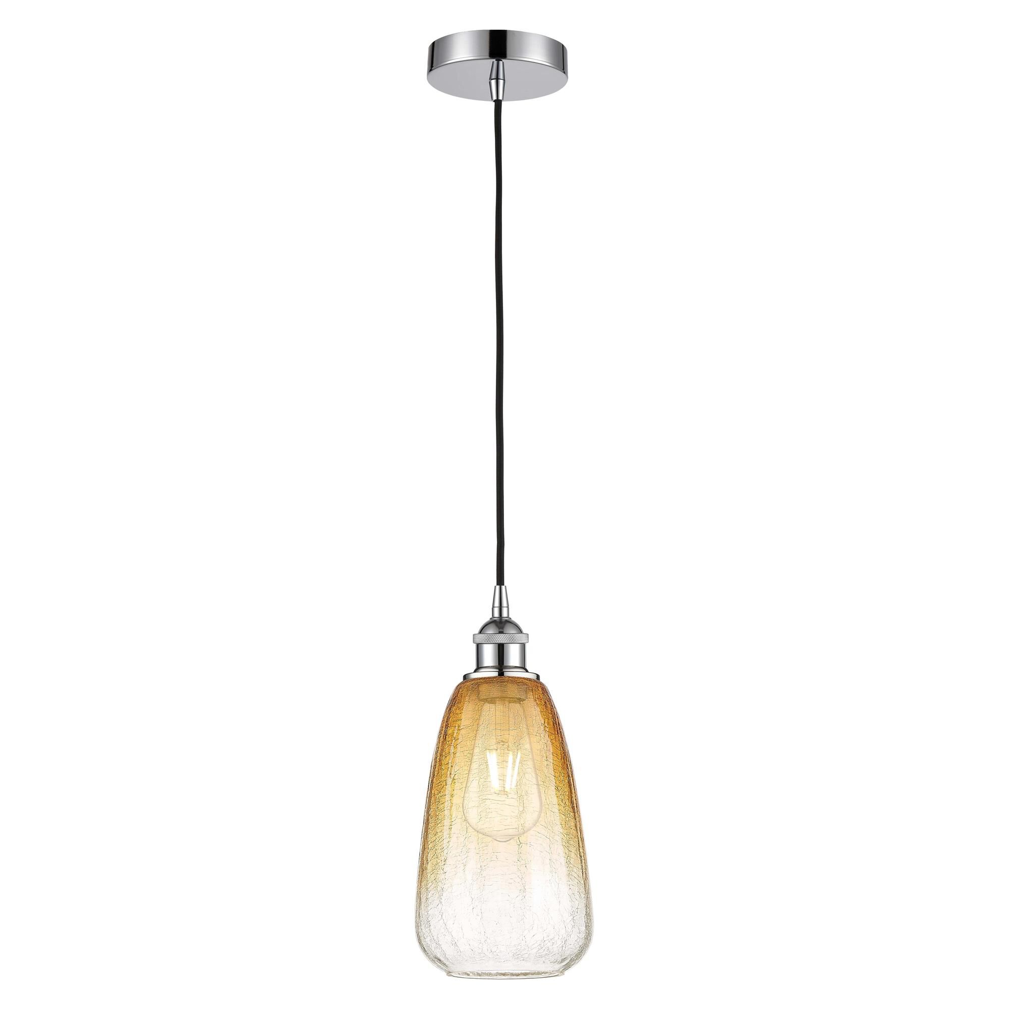 Shown in Polished Chrome finish and Amber glass