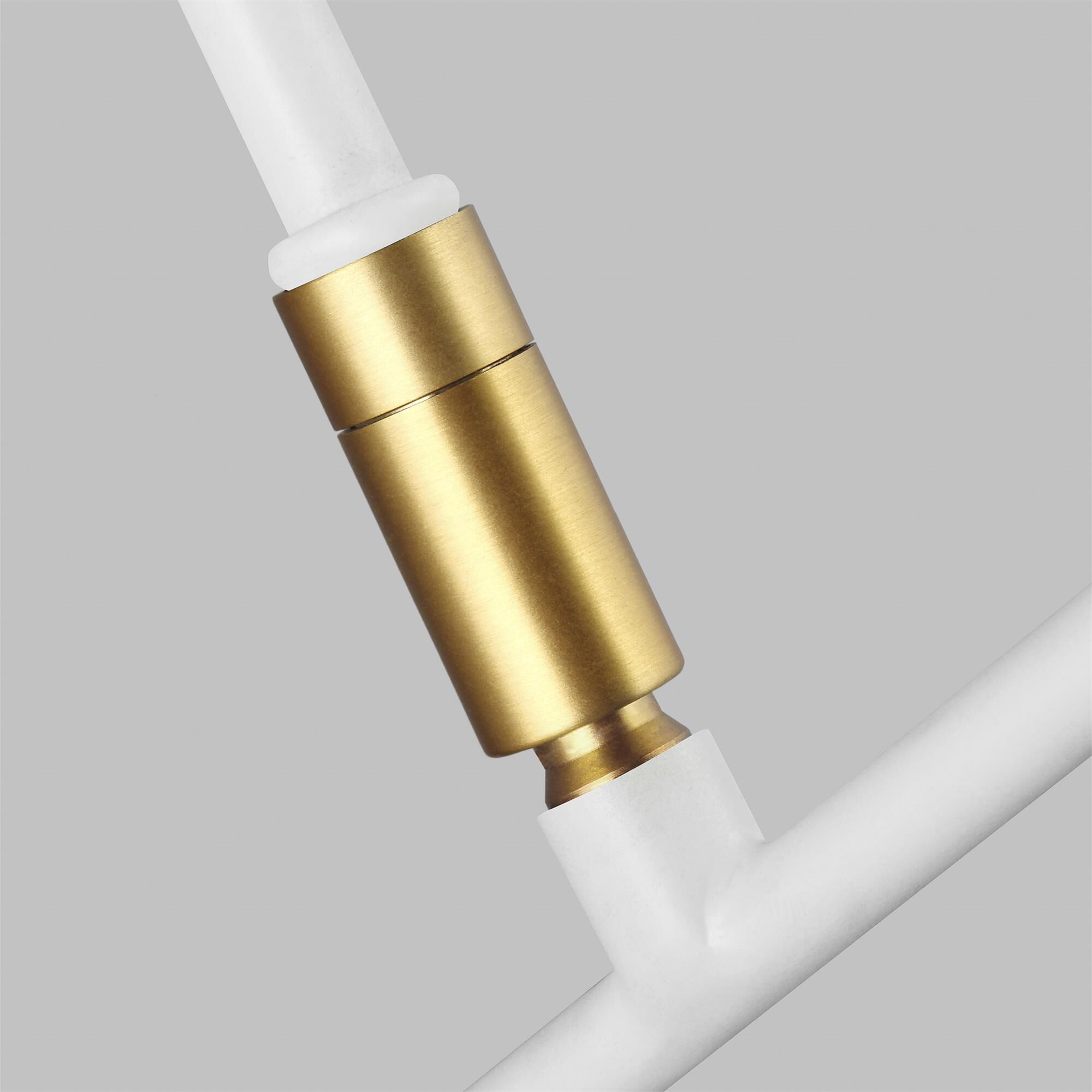 Shown in Matte White - Burnished Brass finish and Matte Whitesteel shade