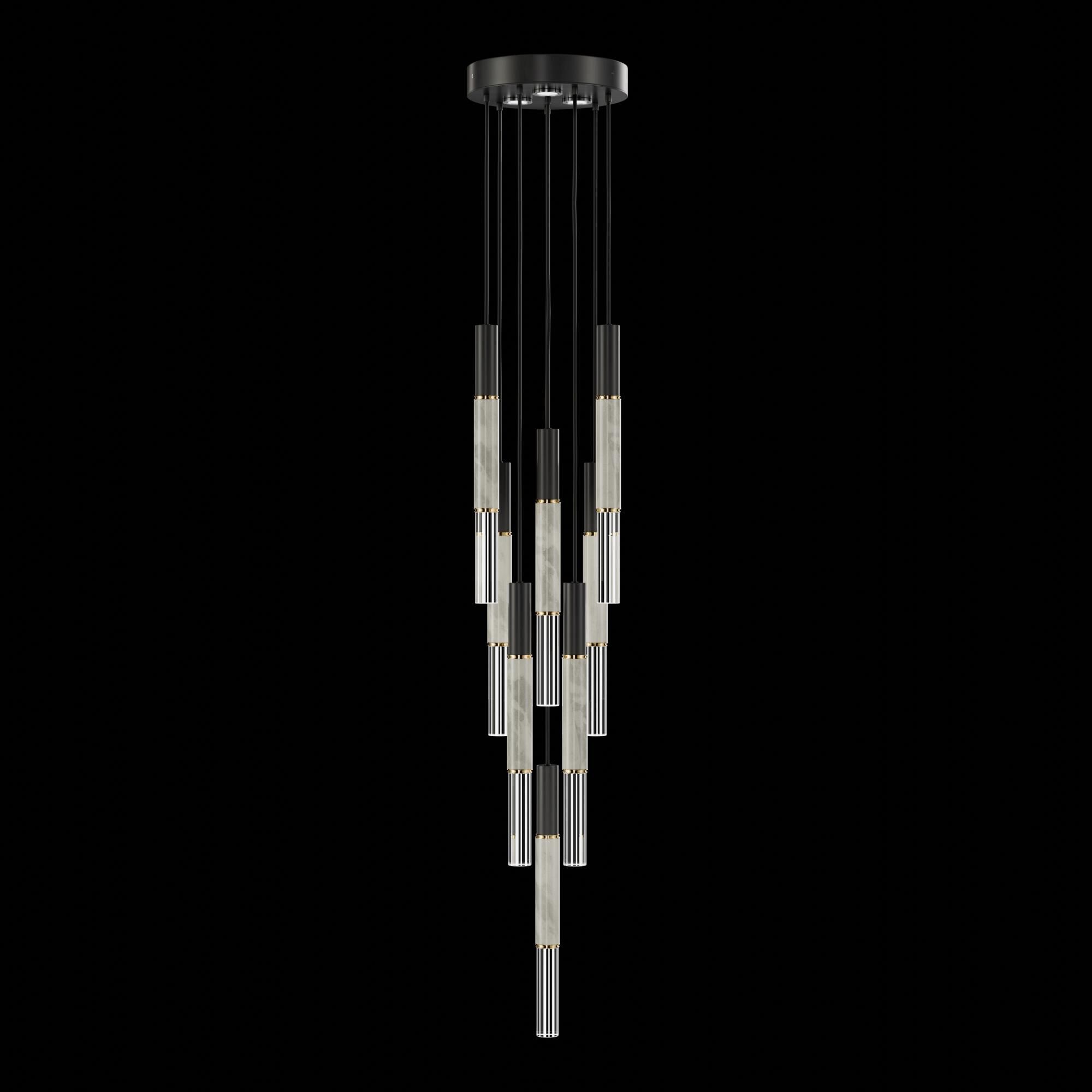 Shown in Black finish and True crystal and False glass