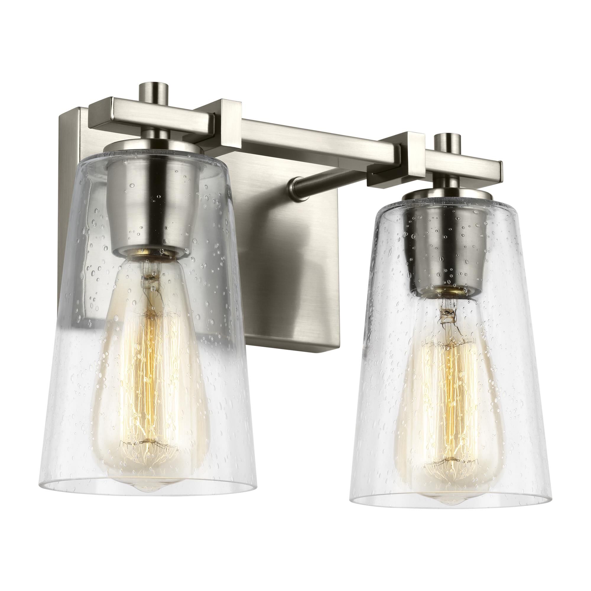Shown in Satin Nickel finish and Clear Seeded glass