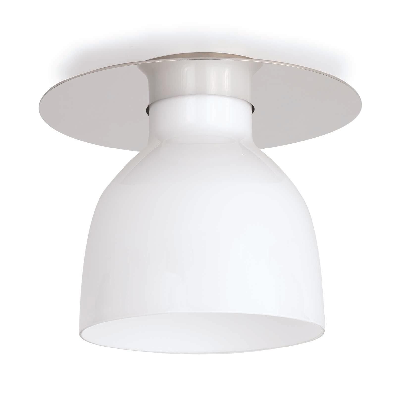 Shown in White finish and Glass shade