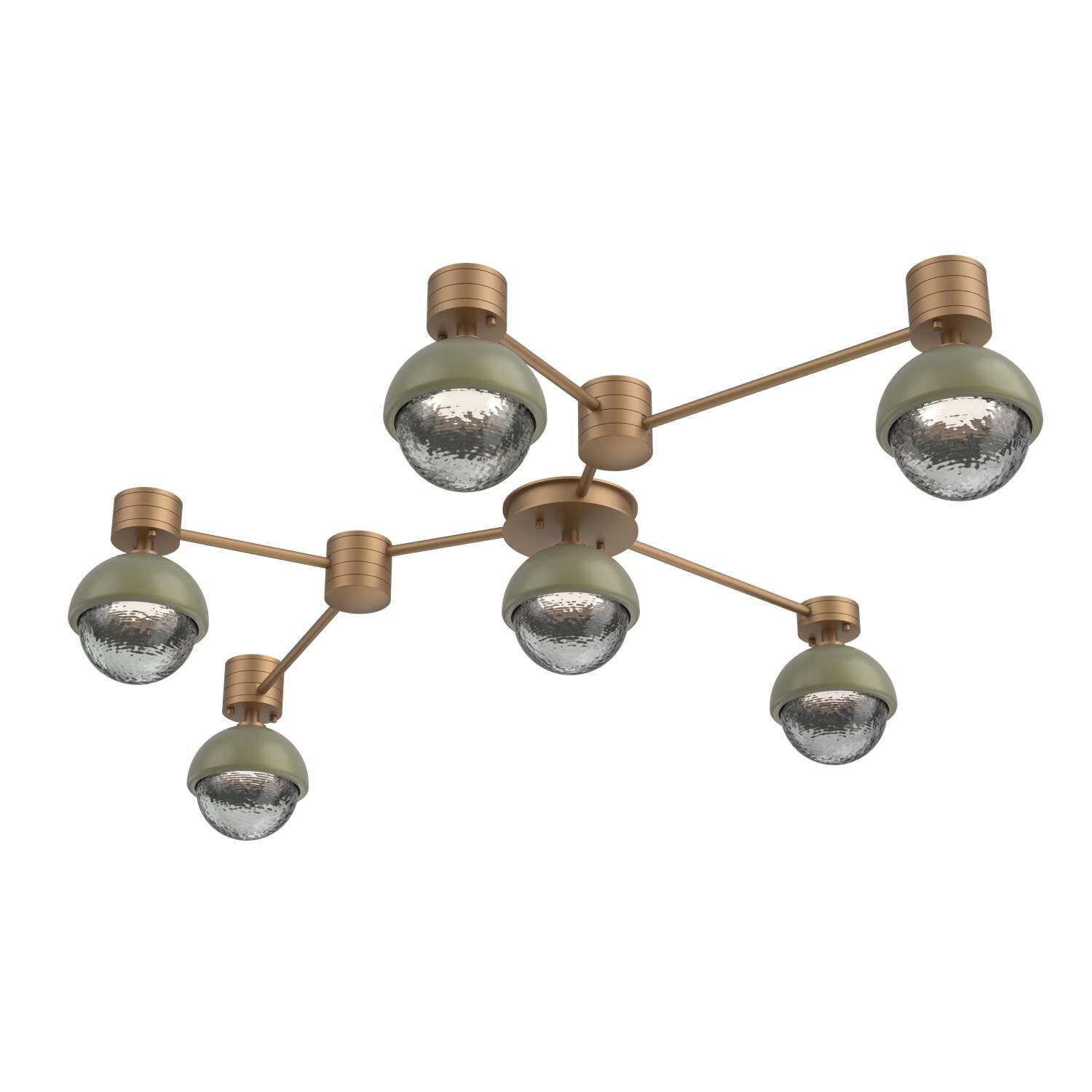Shown in Novel Brass finish and Smoke glass and Sage Green accent