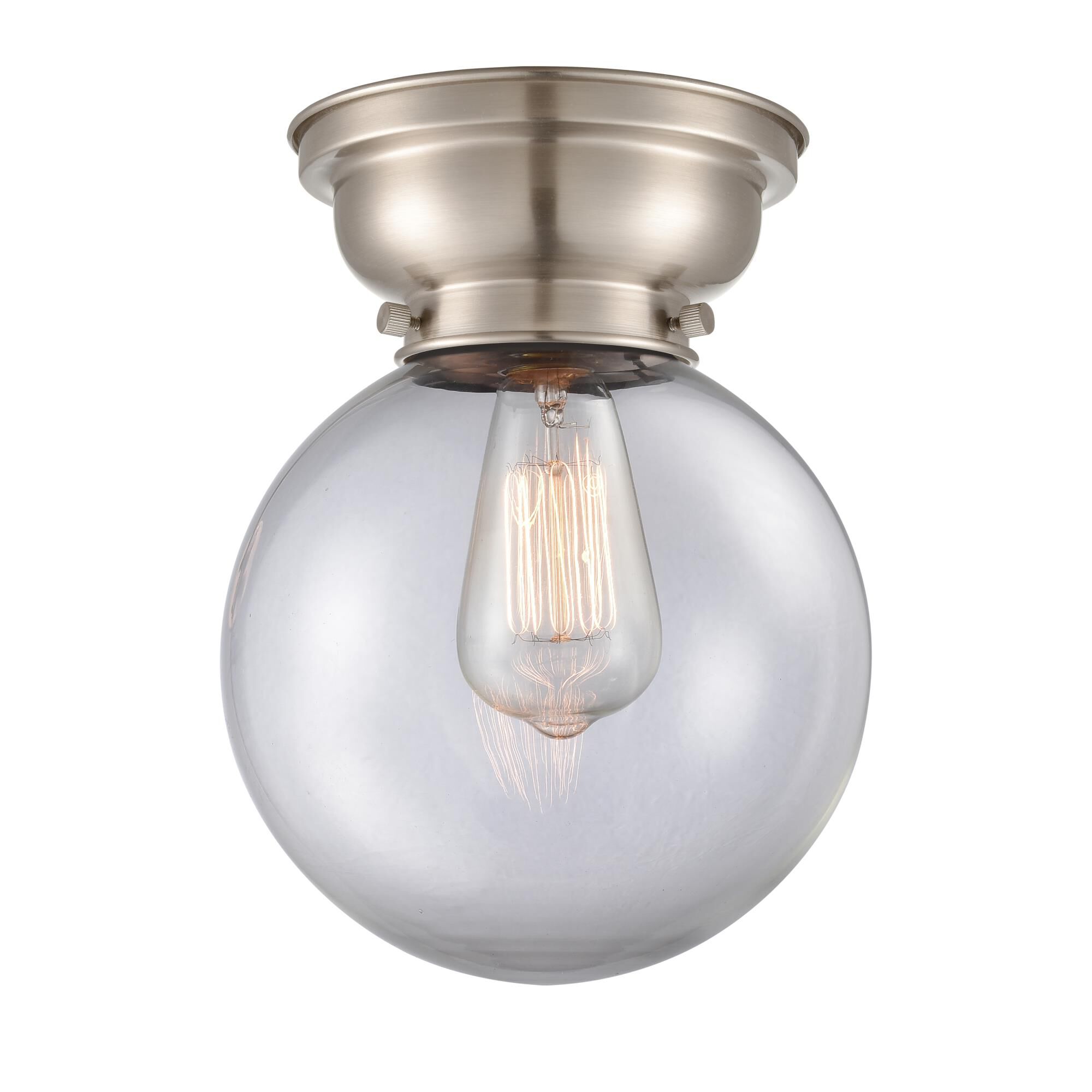 Shown in Brushed Satin Nickel finish and Globe glass and Glass shade