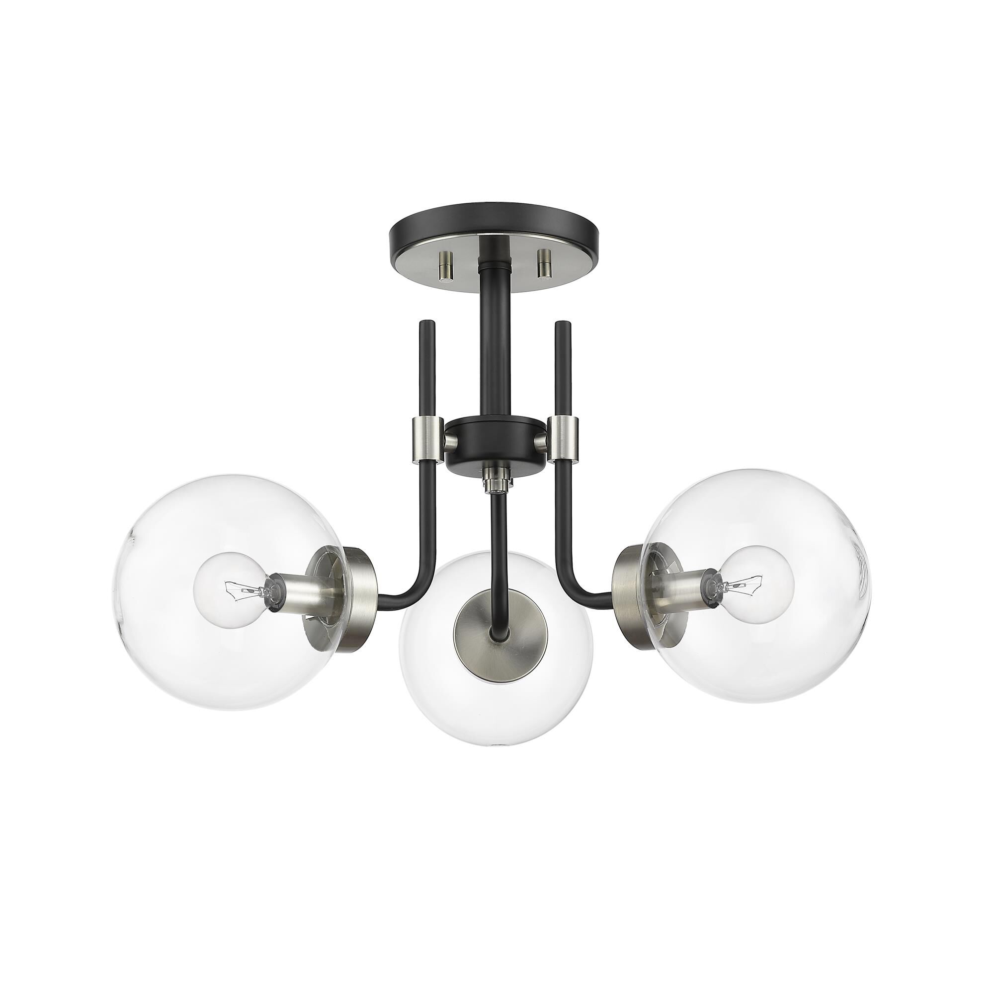 Shown in Matte Black + Brushed Nickel finish and Glass shade
