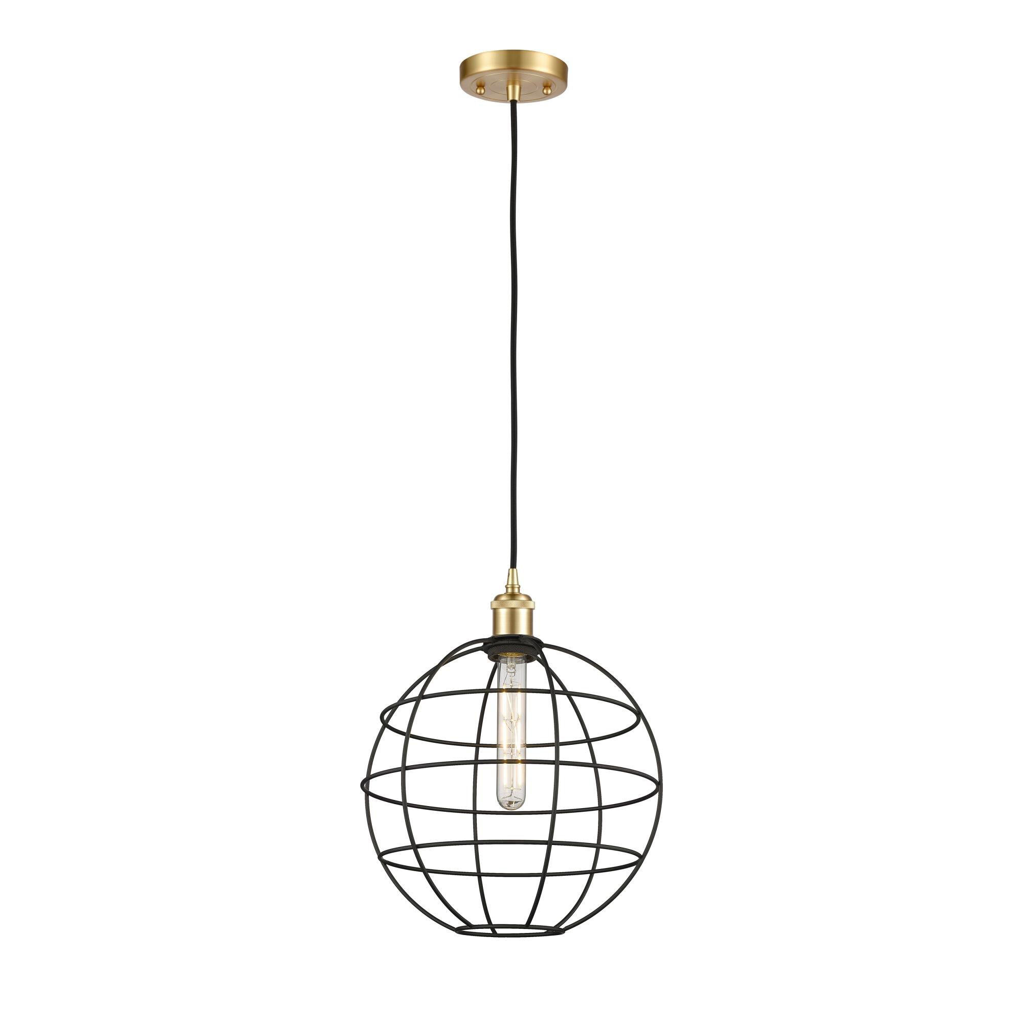 Shown in Satin Gold finish and Matte Black shade