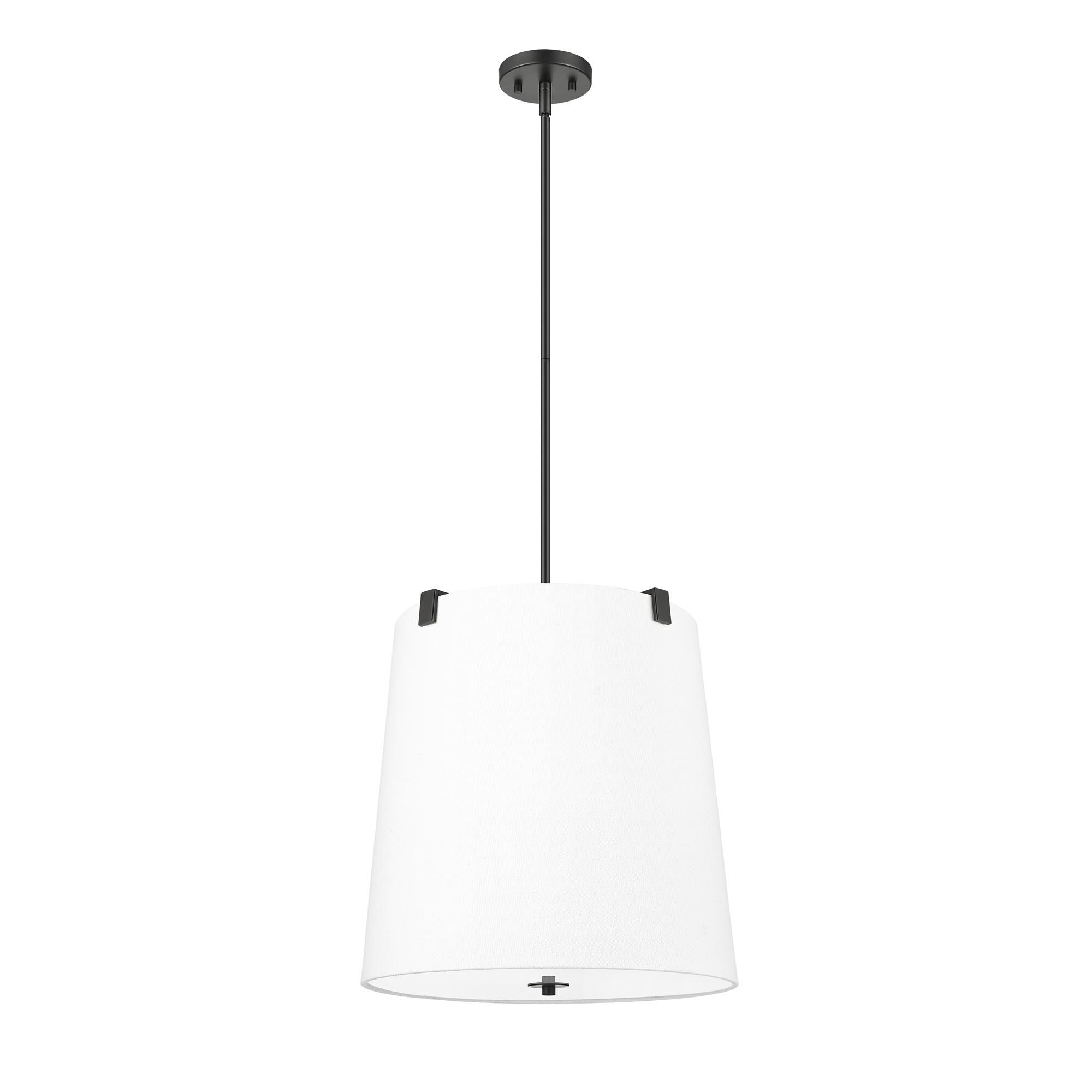 Shown in Matte Black finish and White Linen shade