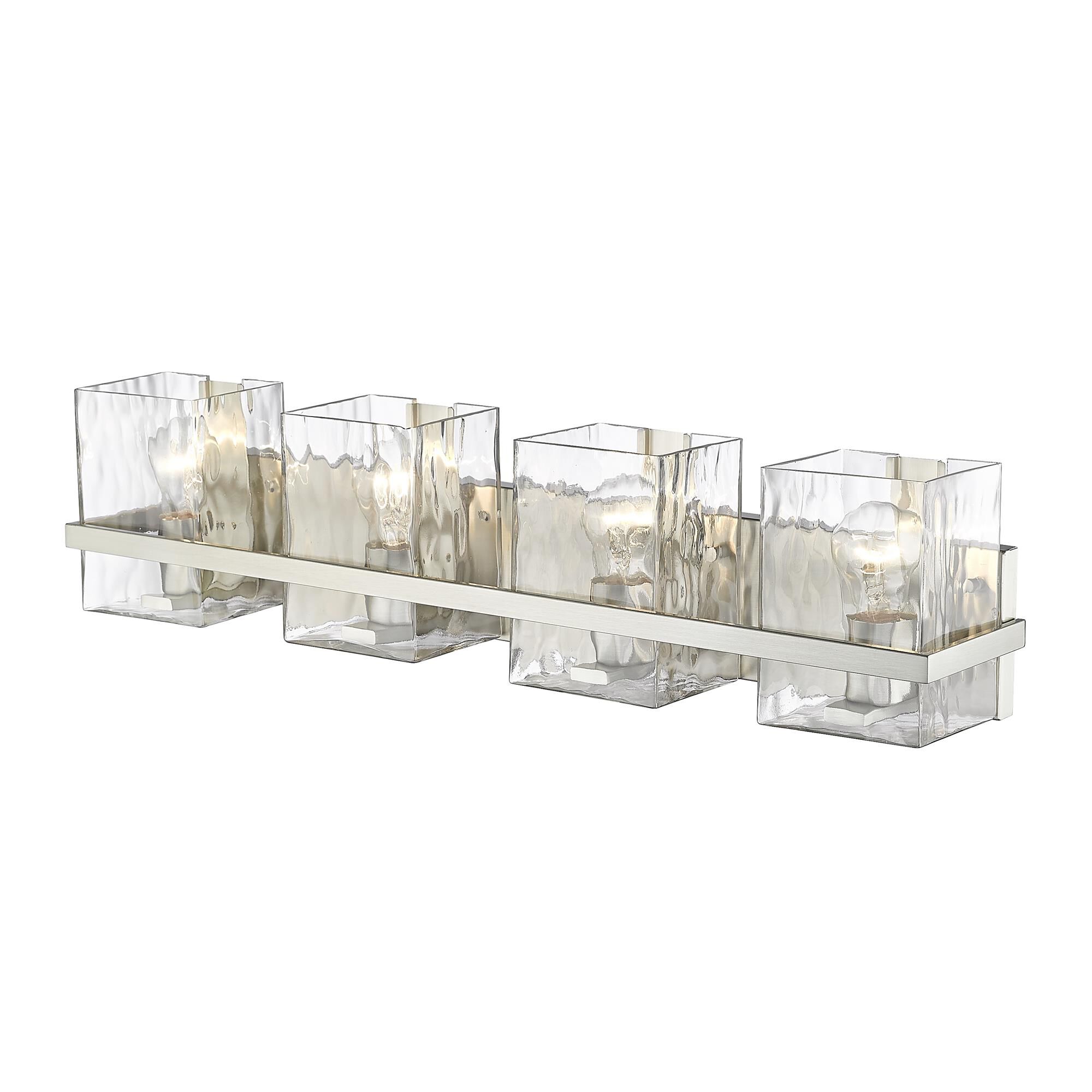 Shown in Brushed Nickel finish and Glass shade