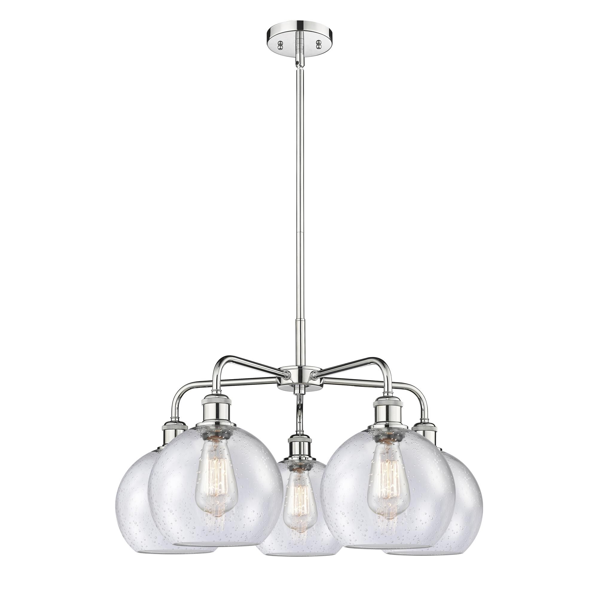 Shown in Polished Chrome finish and Seedy glass