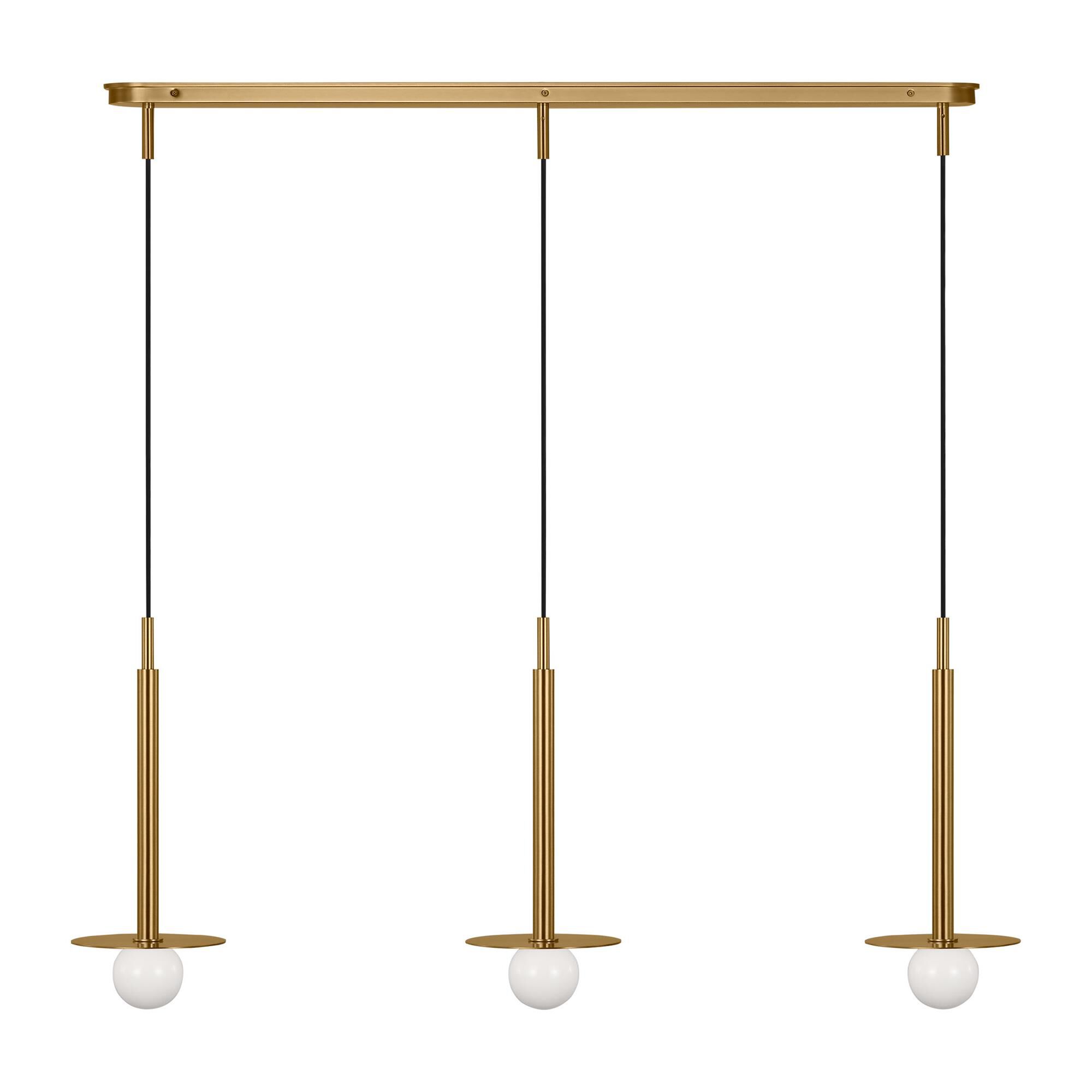 Shown in Burnished Brass finish and Milk glass