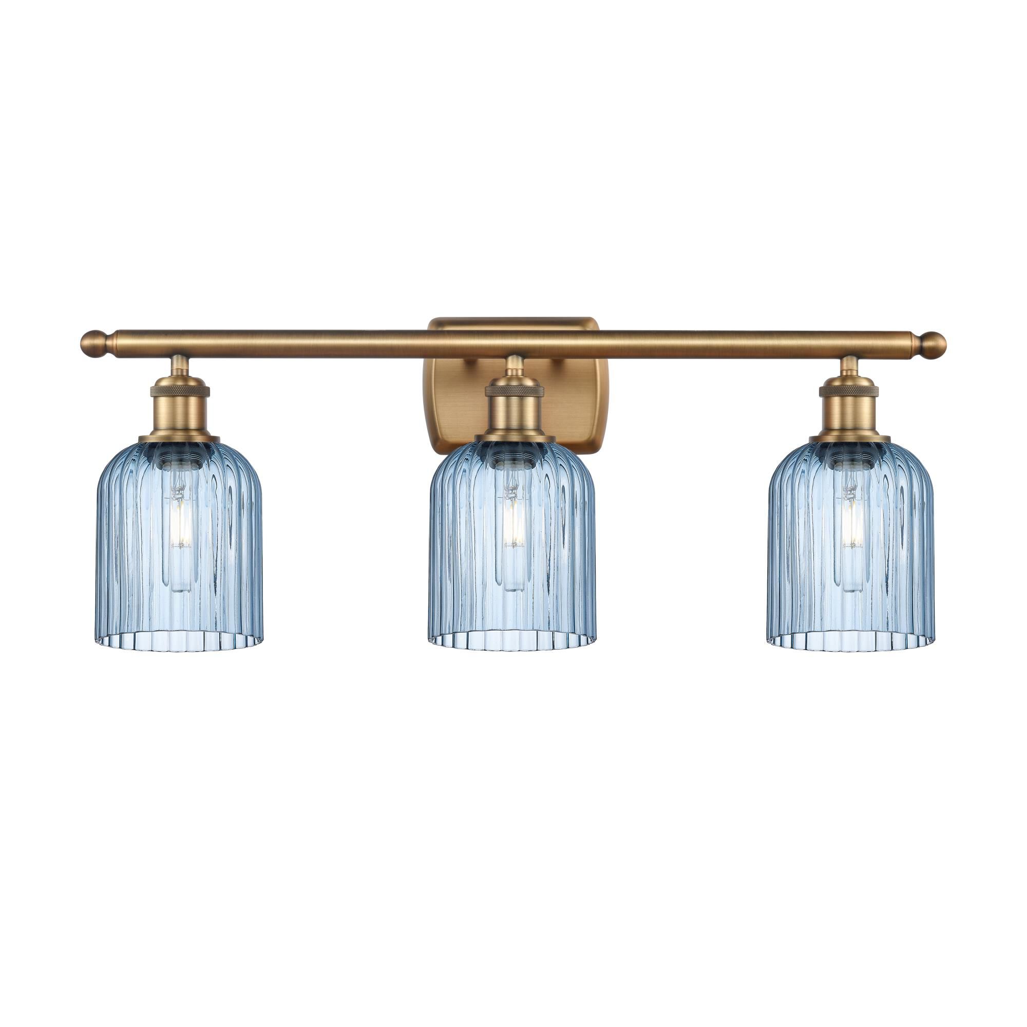 Shown in Brushed Brass finish and Princess Blue shade