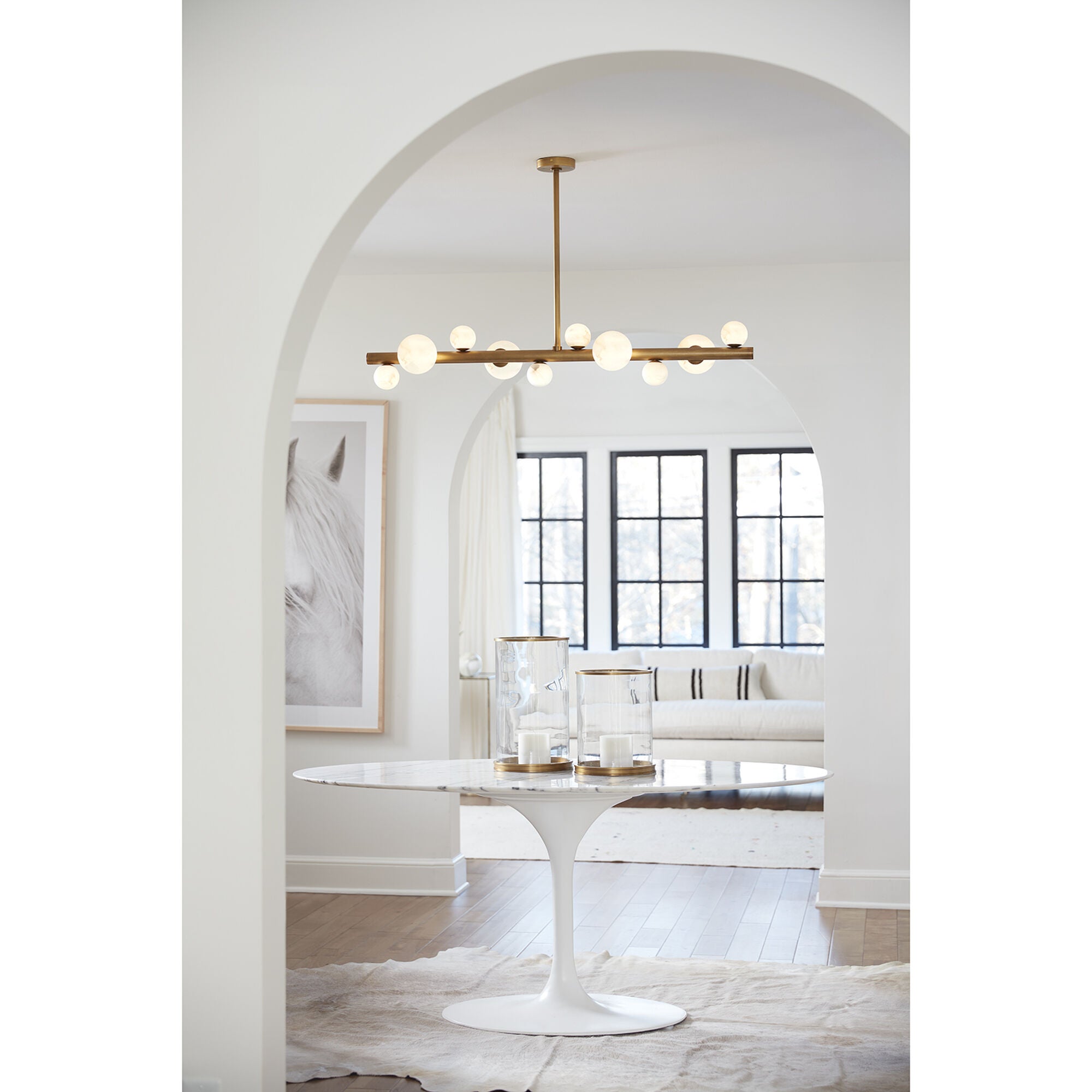 Shown in Natural Brass finish and - None - shade