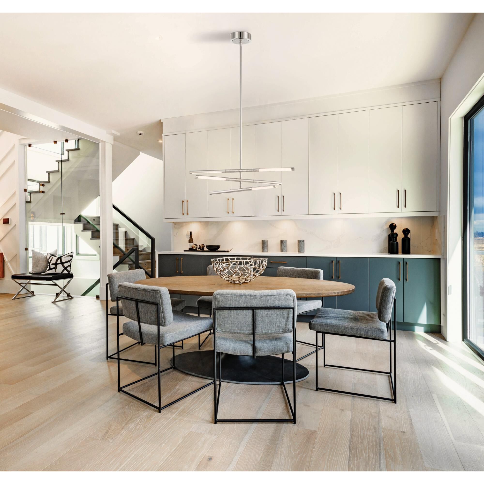 Shown in Polished Nickel finish and White glass