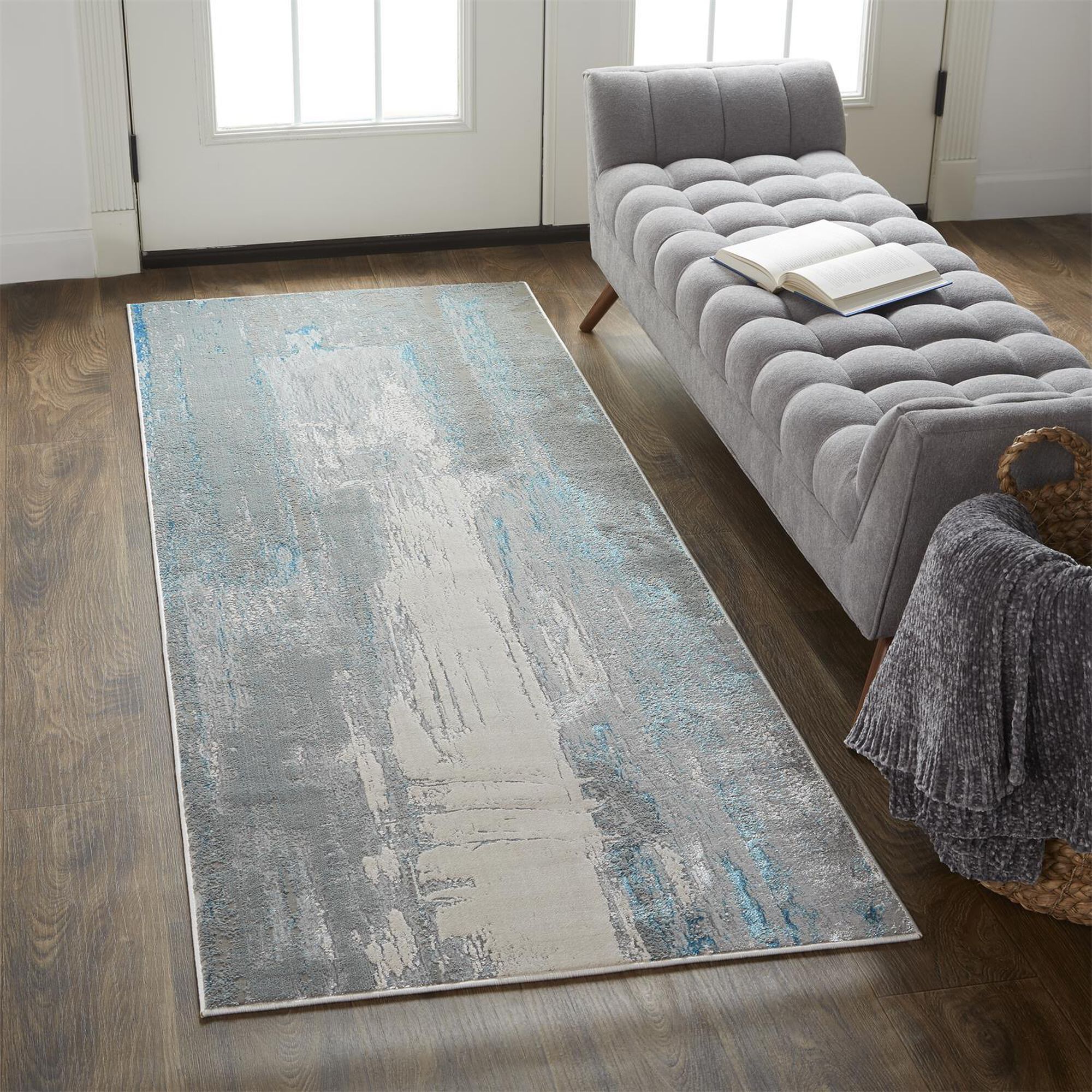 Azure Machine Woven Area Rug,