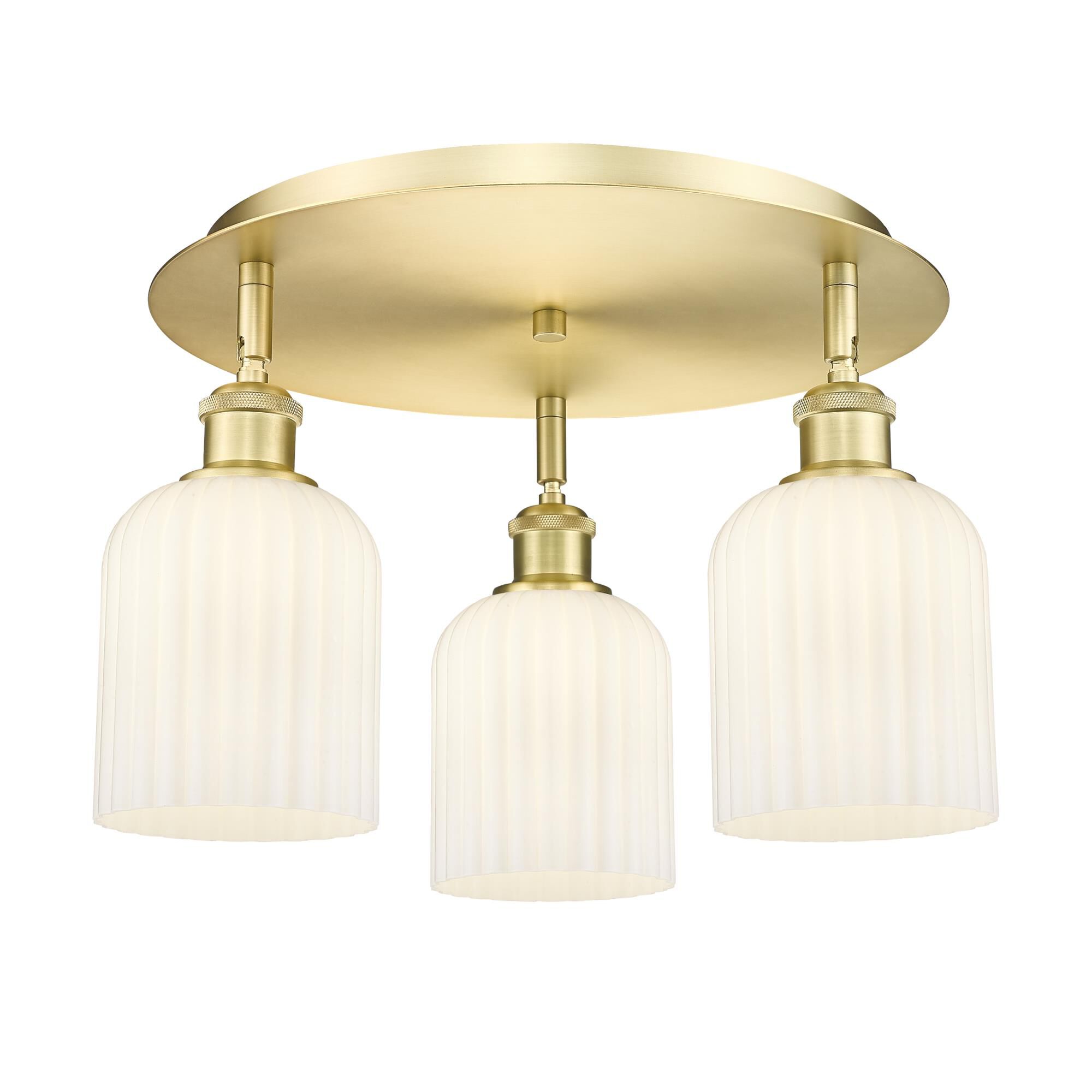 Shown in Satin Gold finish and Gloss White shade