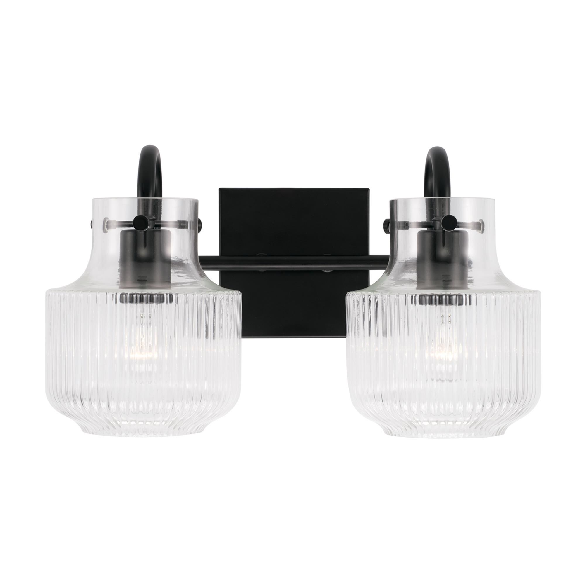 Shown in Matte Black finish and Clear Fluted glass