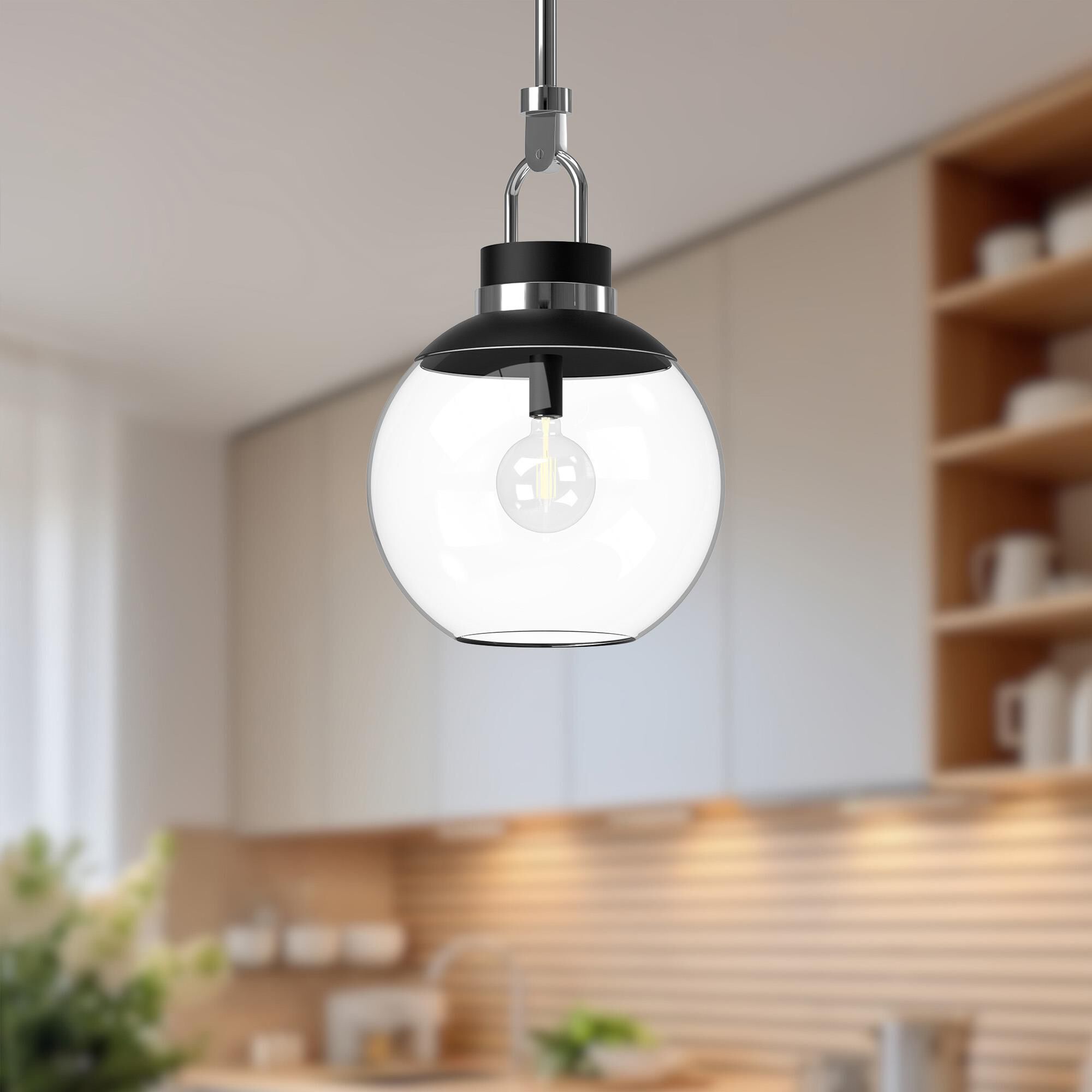 Shown in Chrome finish and Clear glass