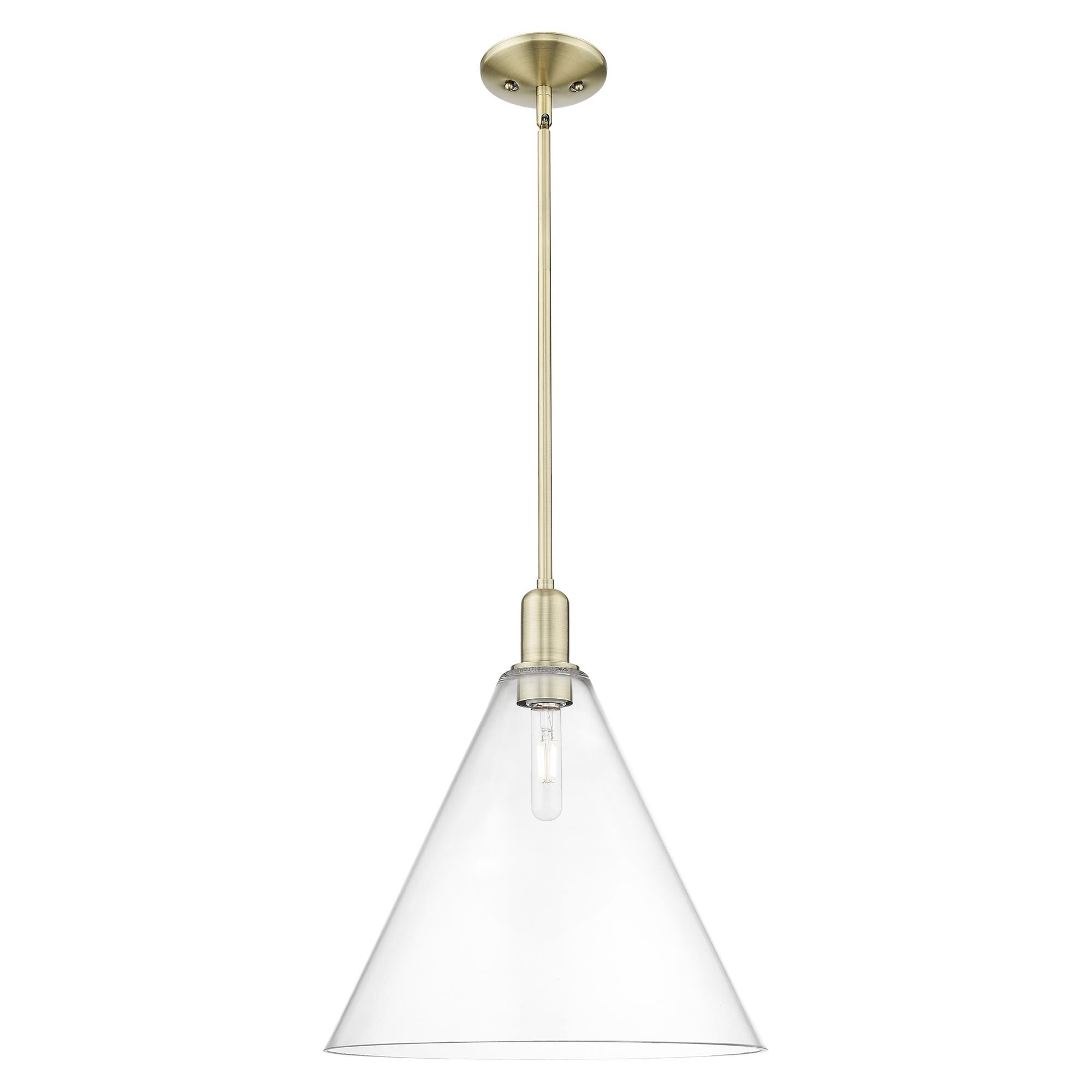 Shown in Antique Brass finish and Clear glass