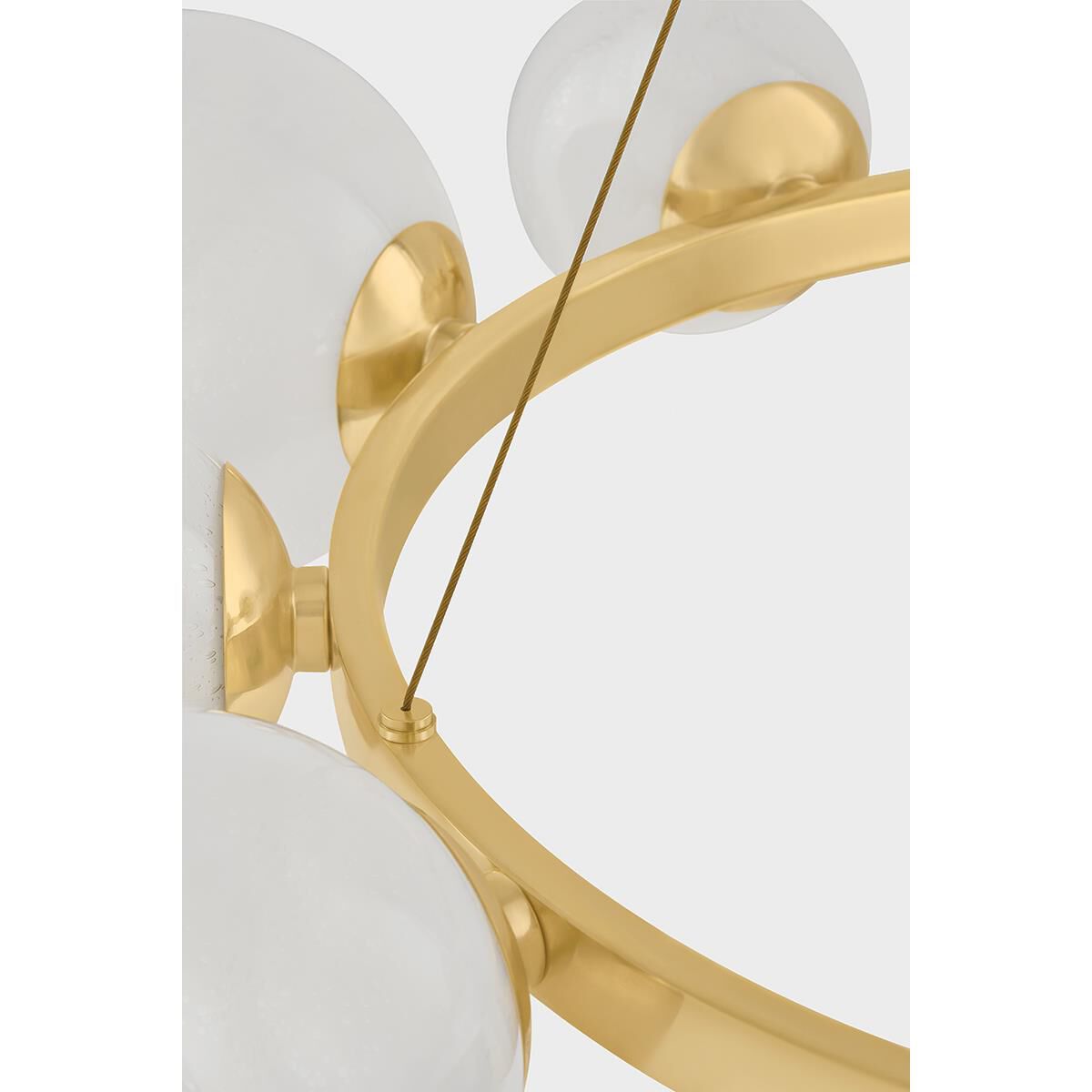 Shown in Aged Brass finish and Seeded Cloud glass