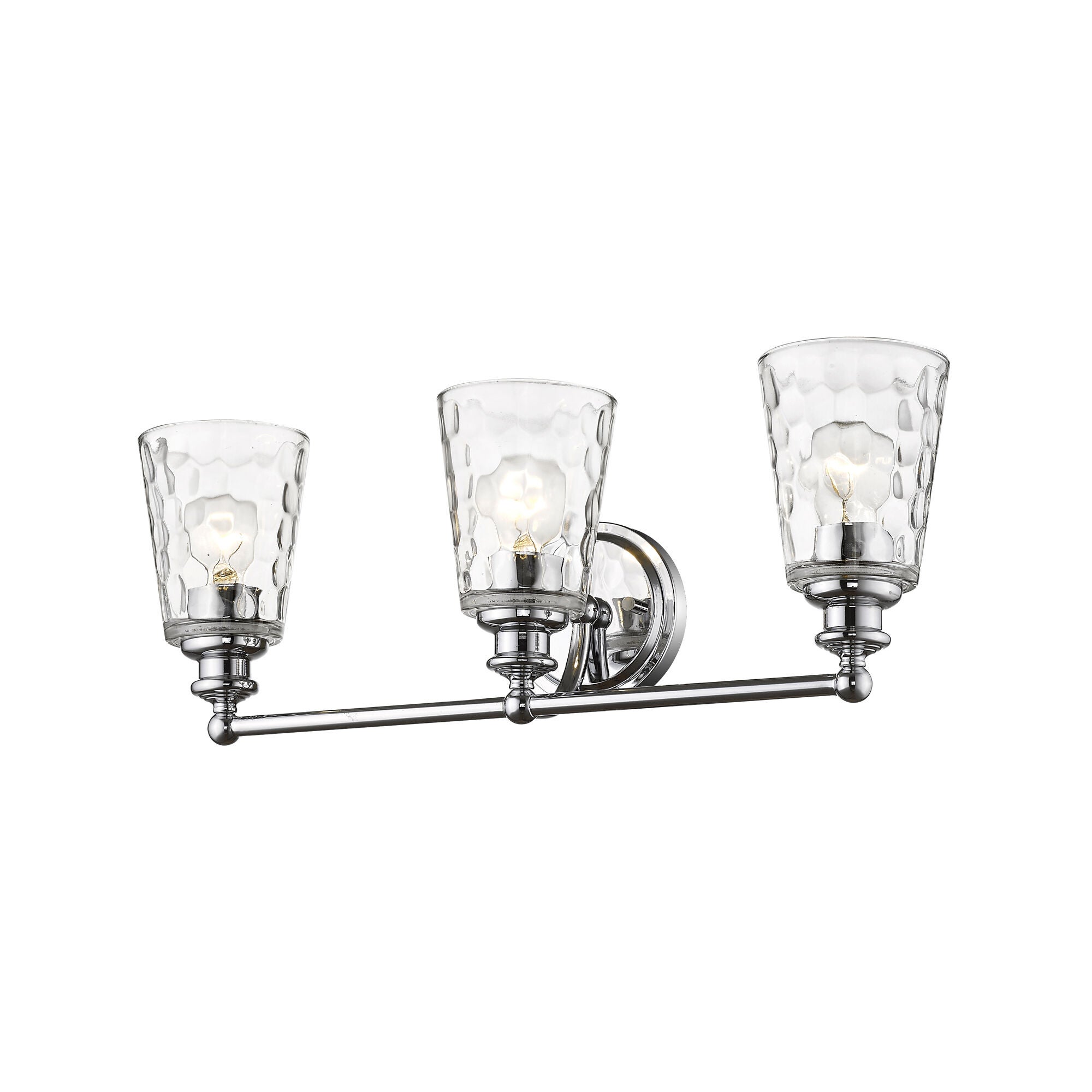 Shown in Chrome finish and Clear glass and Clear, Optic Cone Shaped Glass shade