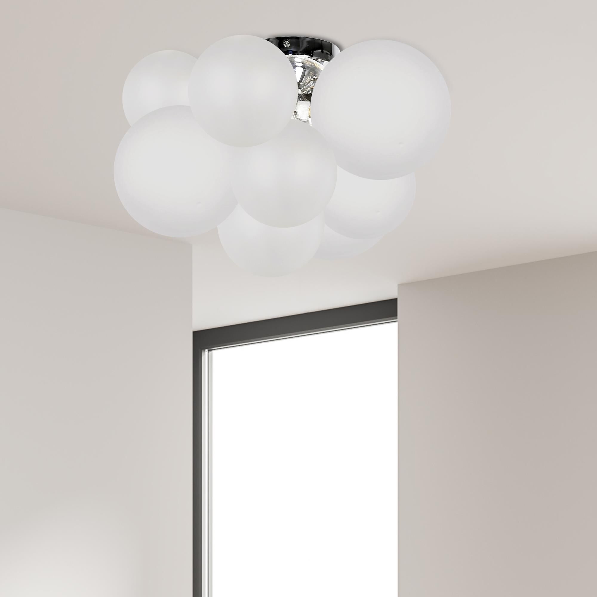 Shown in White and Polished Chrome finish and White Globe glass