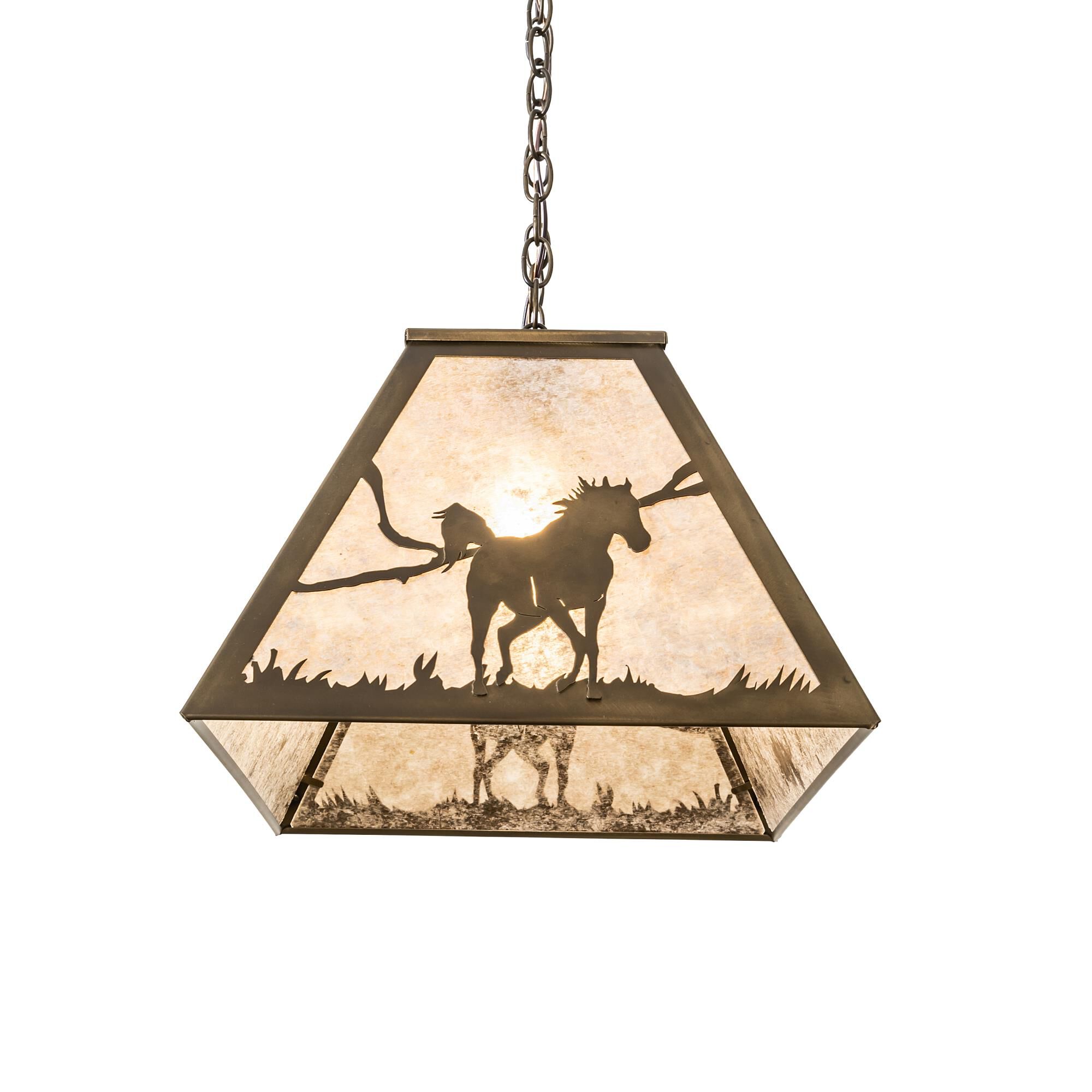 Shown in Antique Copper Finish finish and Silver Mica glass