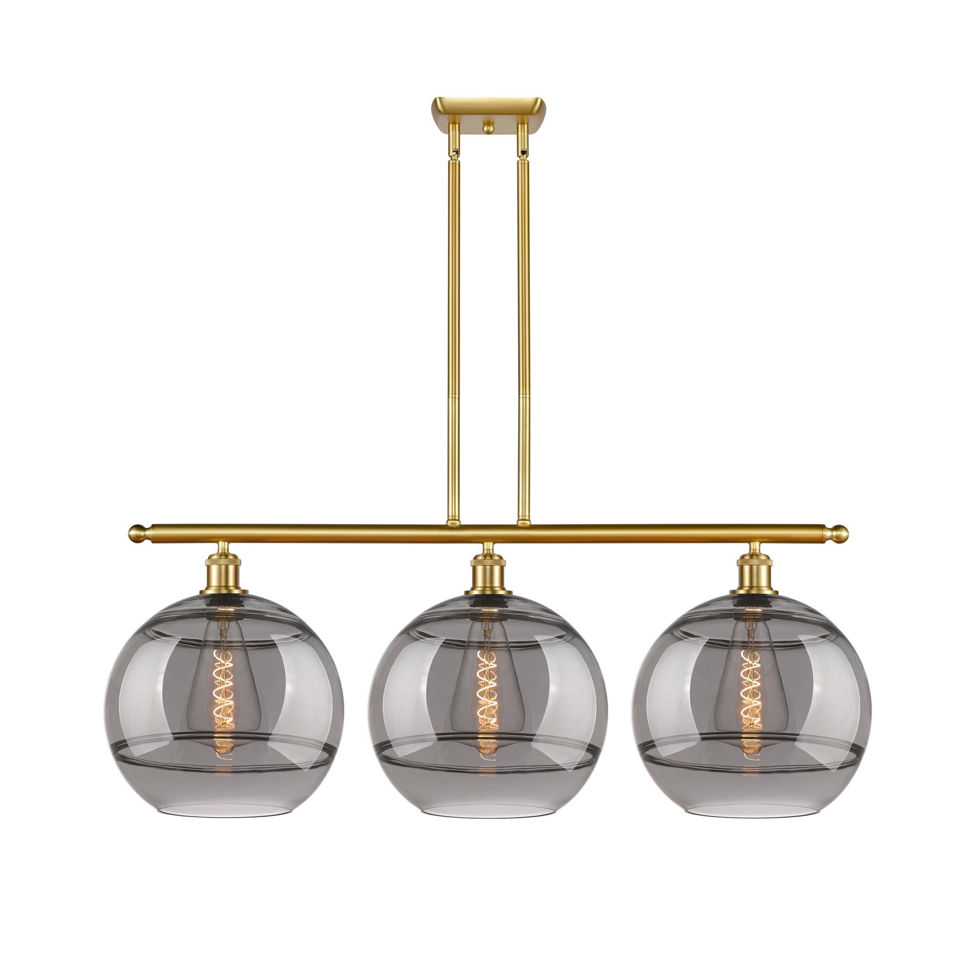 Shown in Satin Gold finish and Light Smoke glass