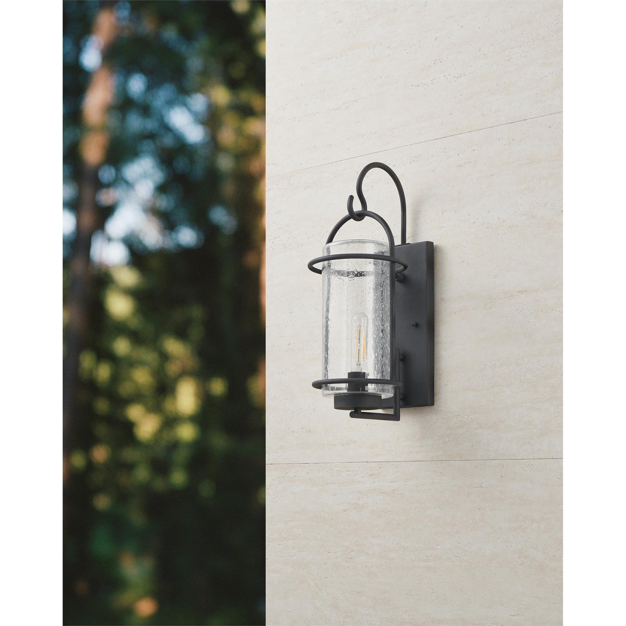 Shown in Weathered Zinc finish and Clear Seeded glass