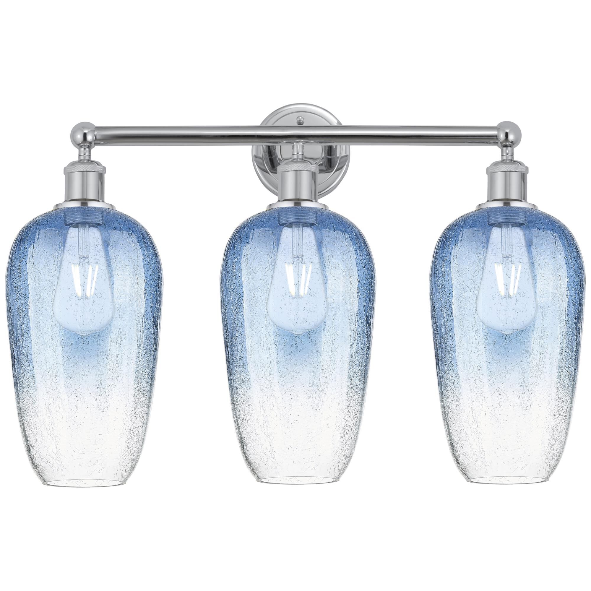 Shown in Polished Chrome finish and Sapphire Blue glass