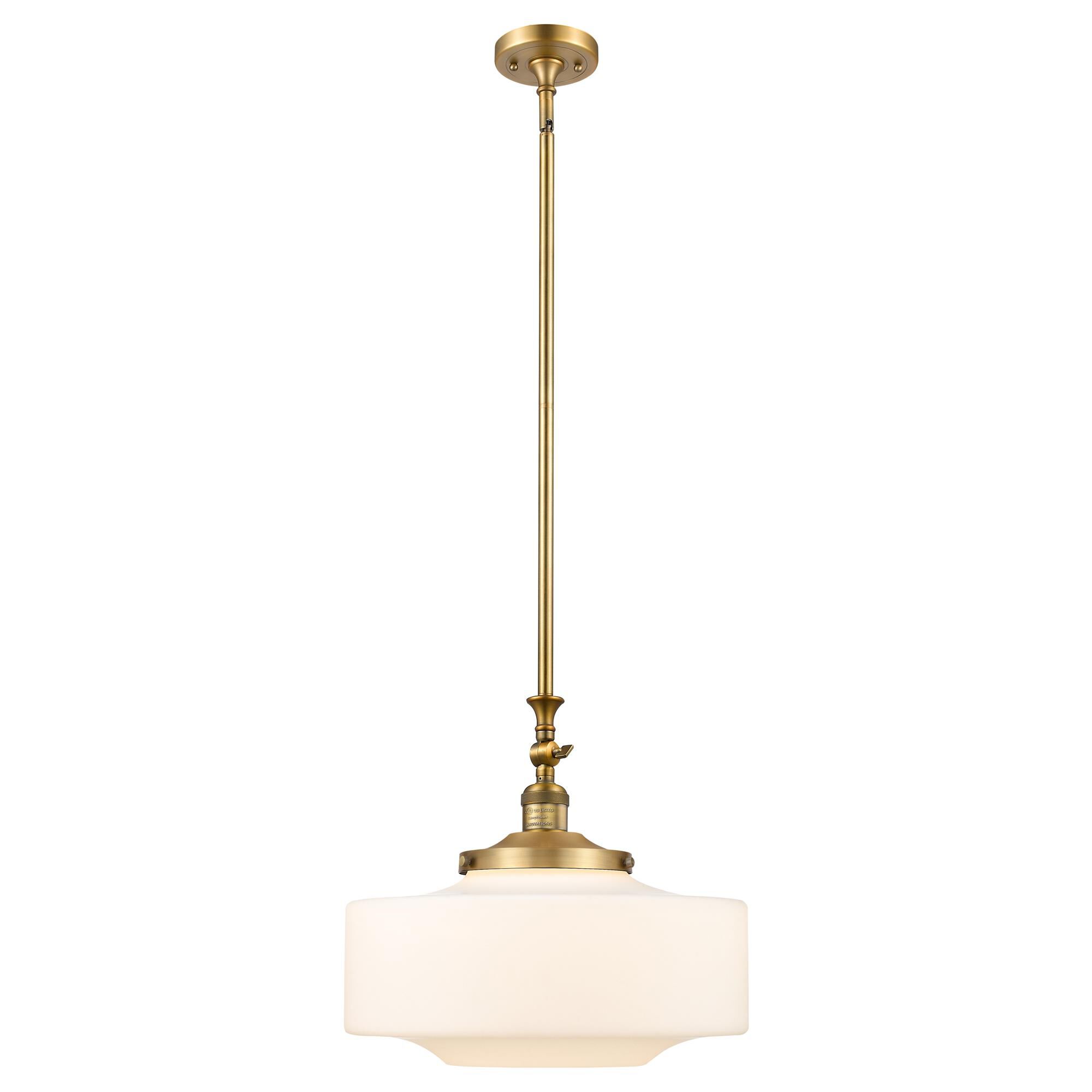 Shown in Brushed Brass finish and Matte White Cased Large Bridgeton glass