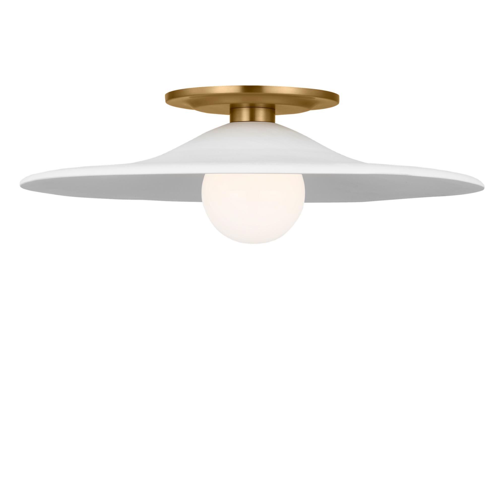 Shown in Burnished Brass finish and Milk glass