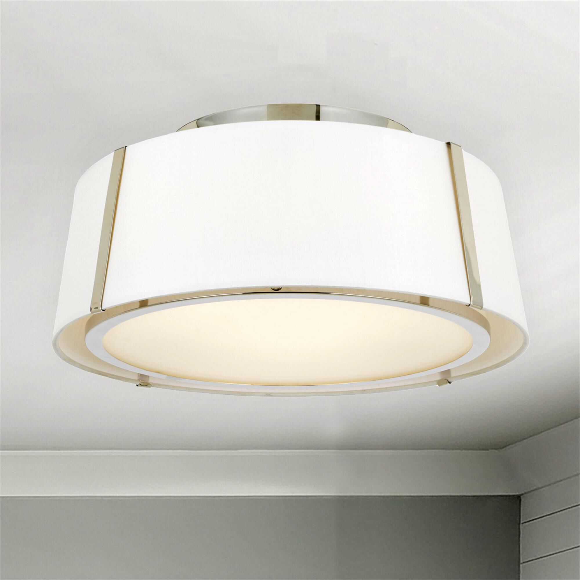 Shown in Polished Nickel finish and White Silk shade