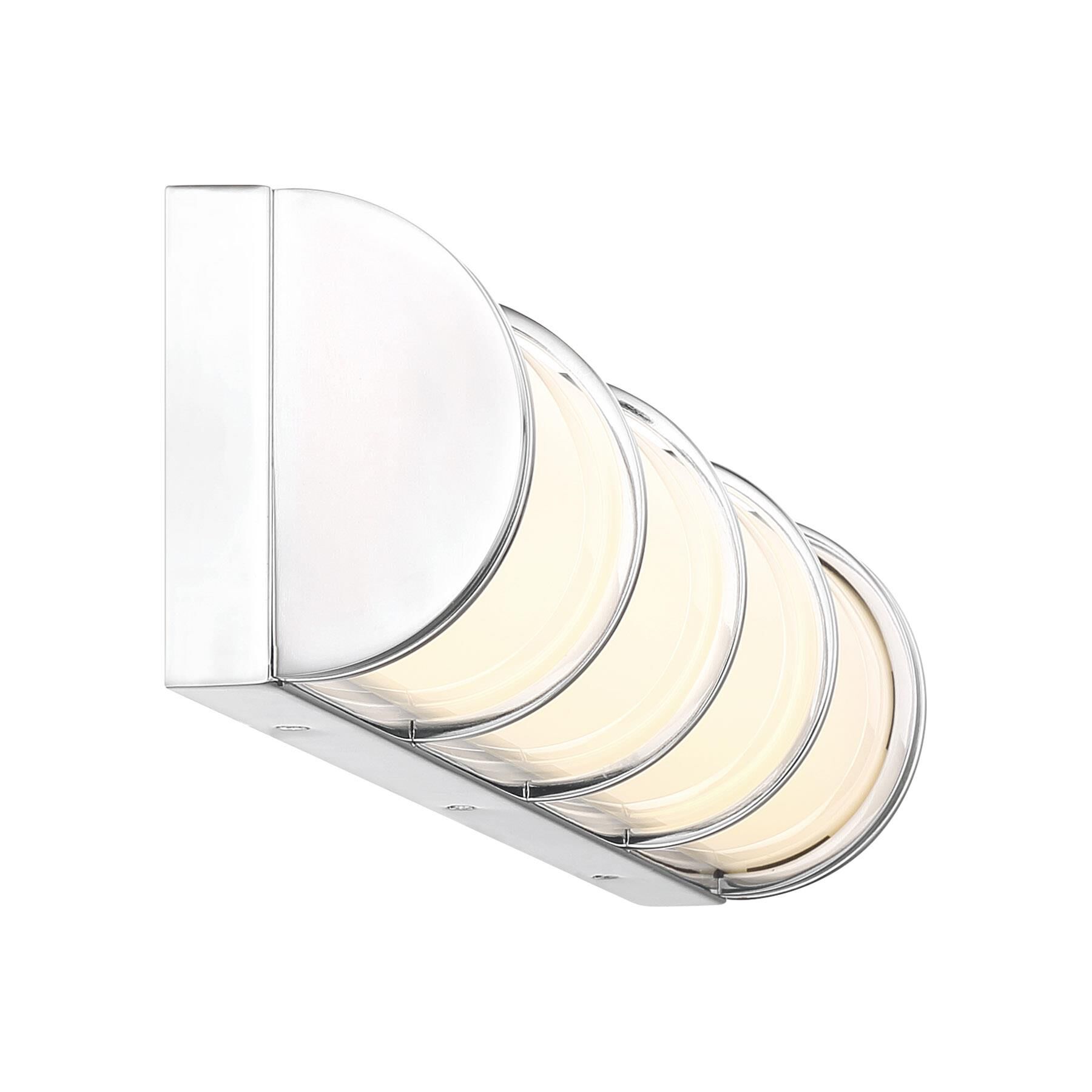 Shown in Chrome finish and White Etched glass