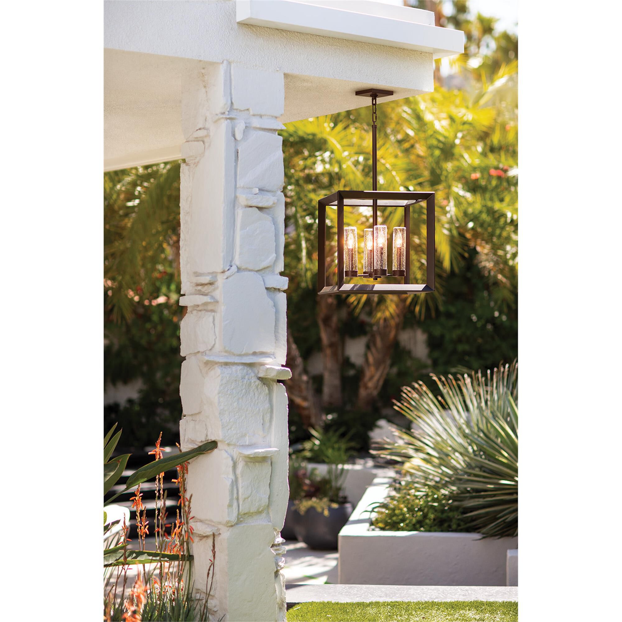 Shown in Warm Bronze finish and Clear Seedy glass